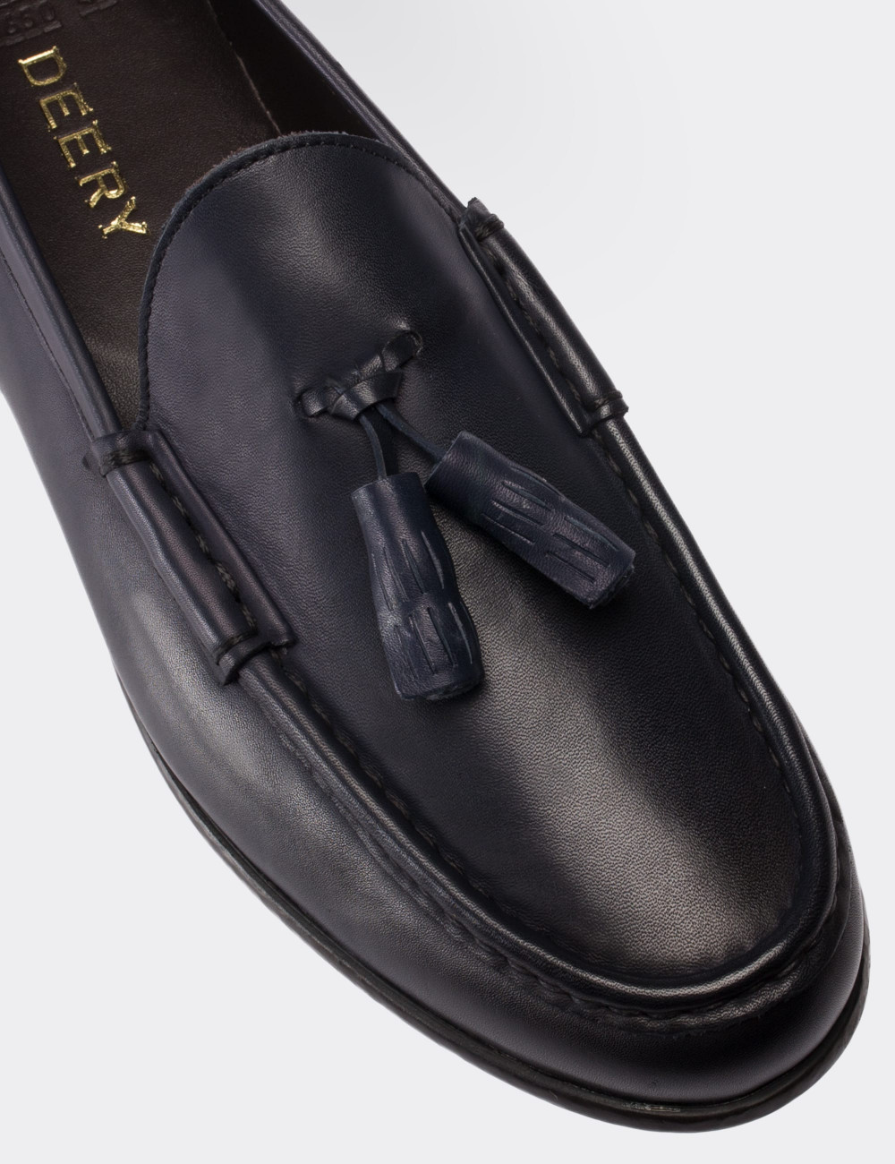 Navy  Leather Loafers - 01650MLCVC01