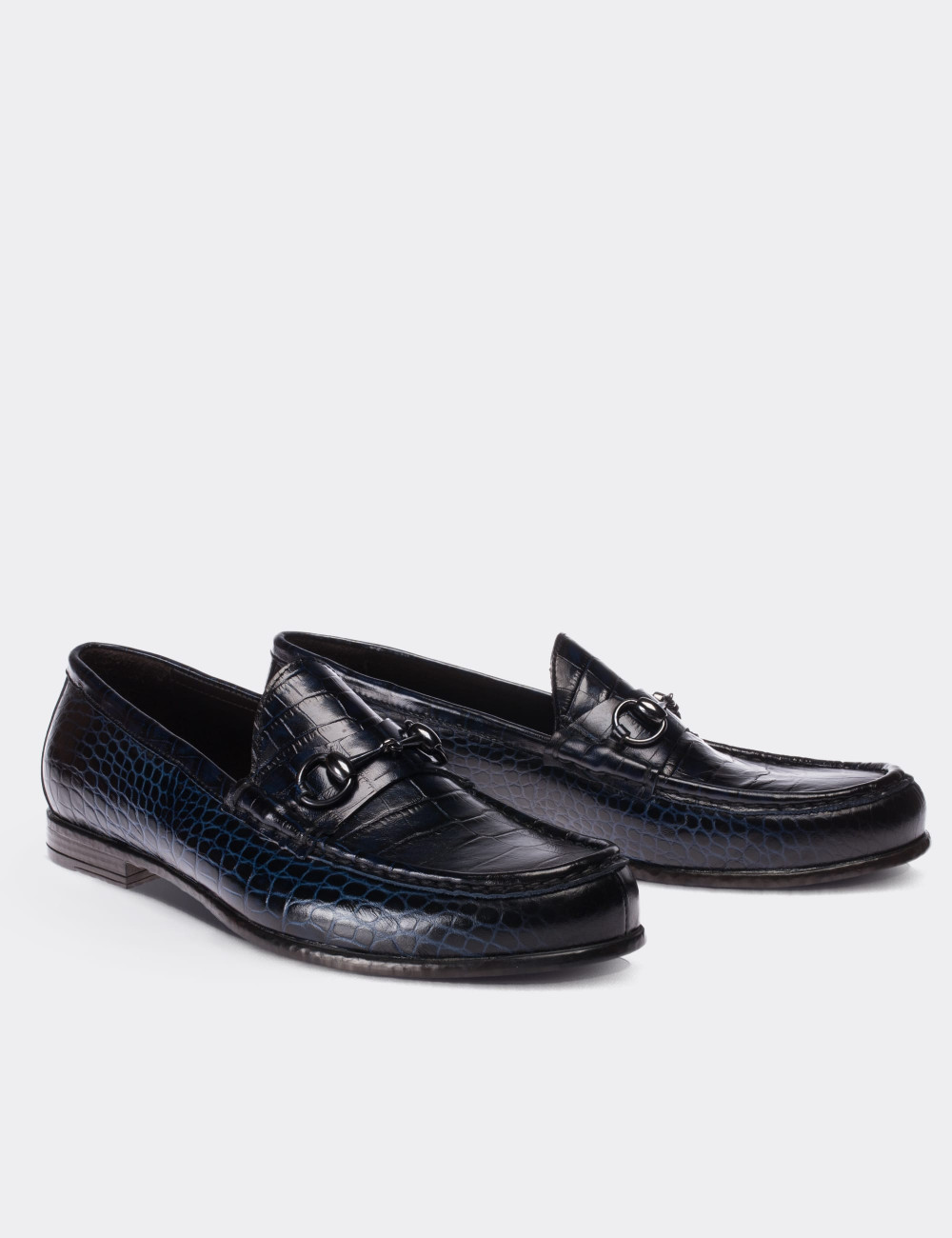 Navy Leather Loafers 01649MLCVC03 Deery