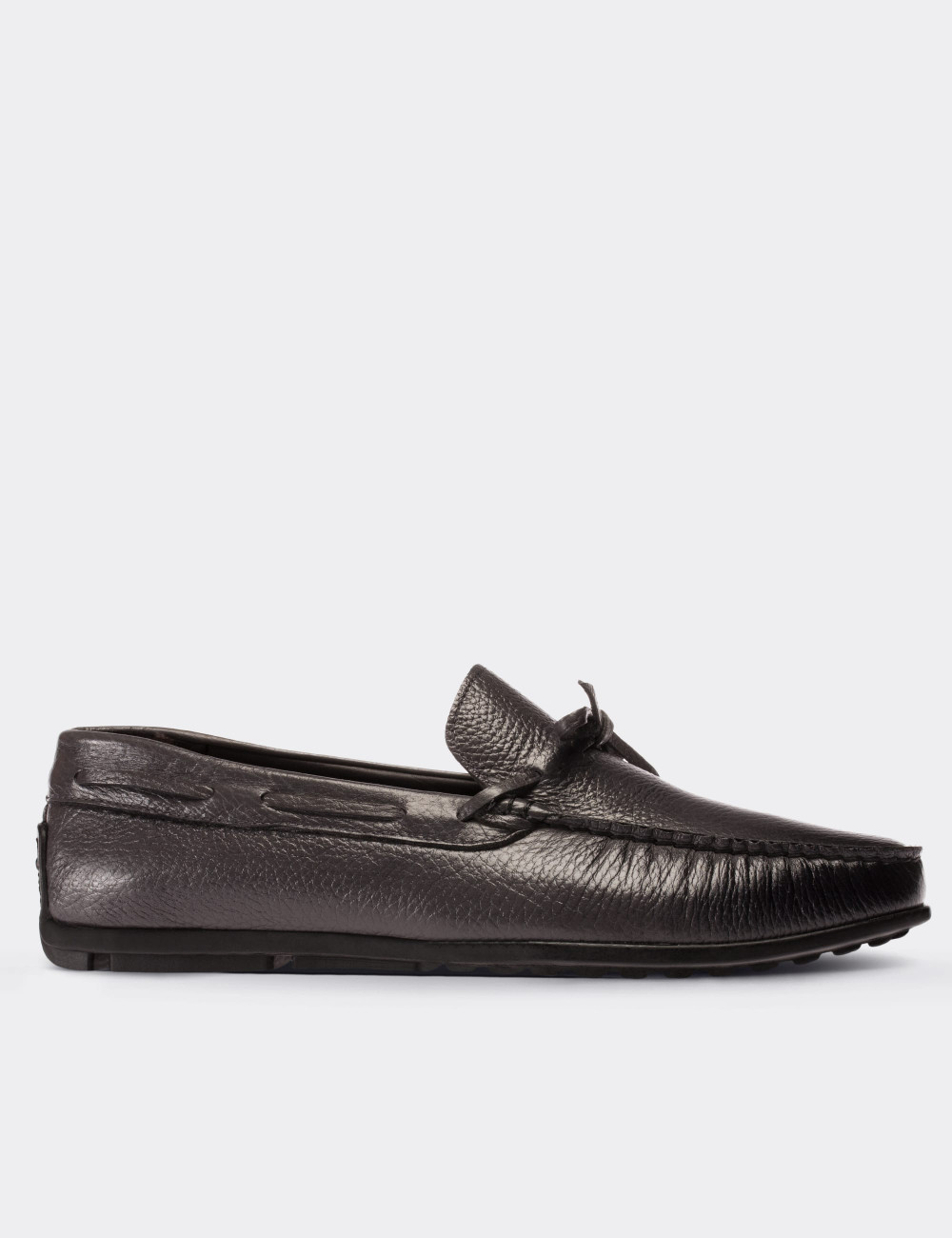 Gray  Leather Loafers - 01647MGRIC03