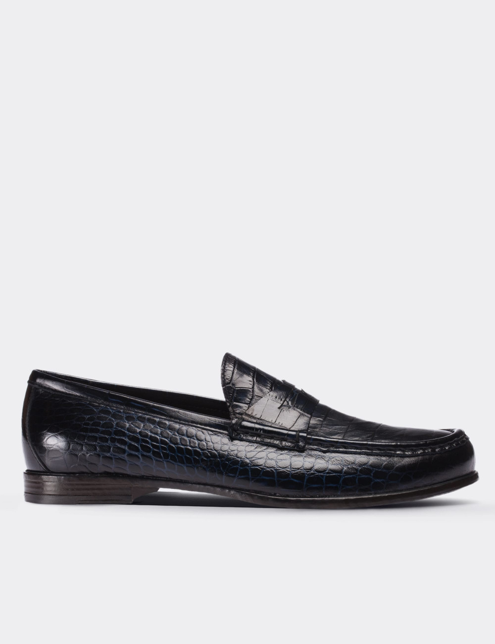 Navy  Leather Loafers - 01510MLCVC02