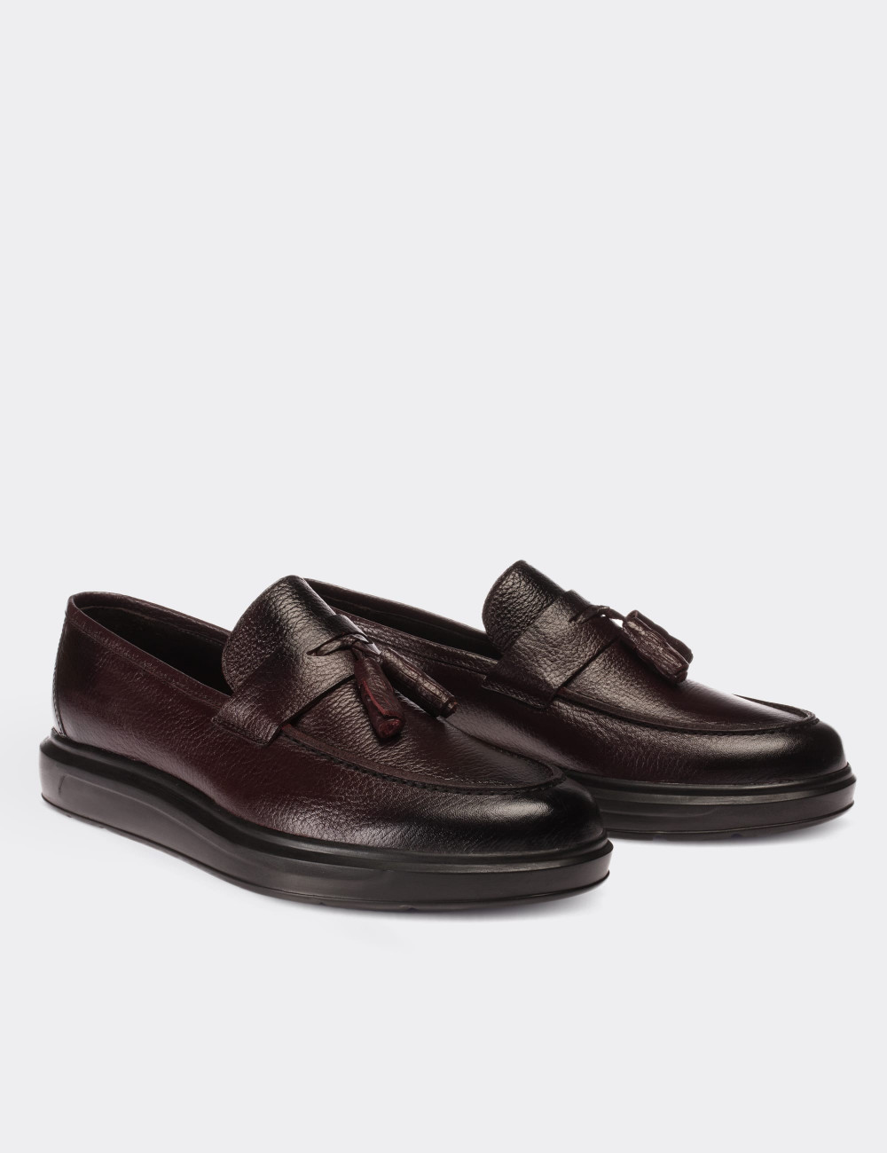 Burgundy  Leather Loafers - 01587MBRDP03