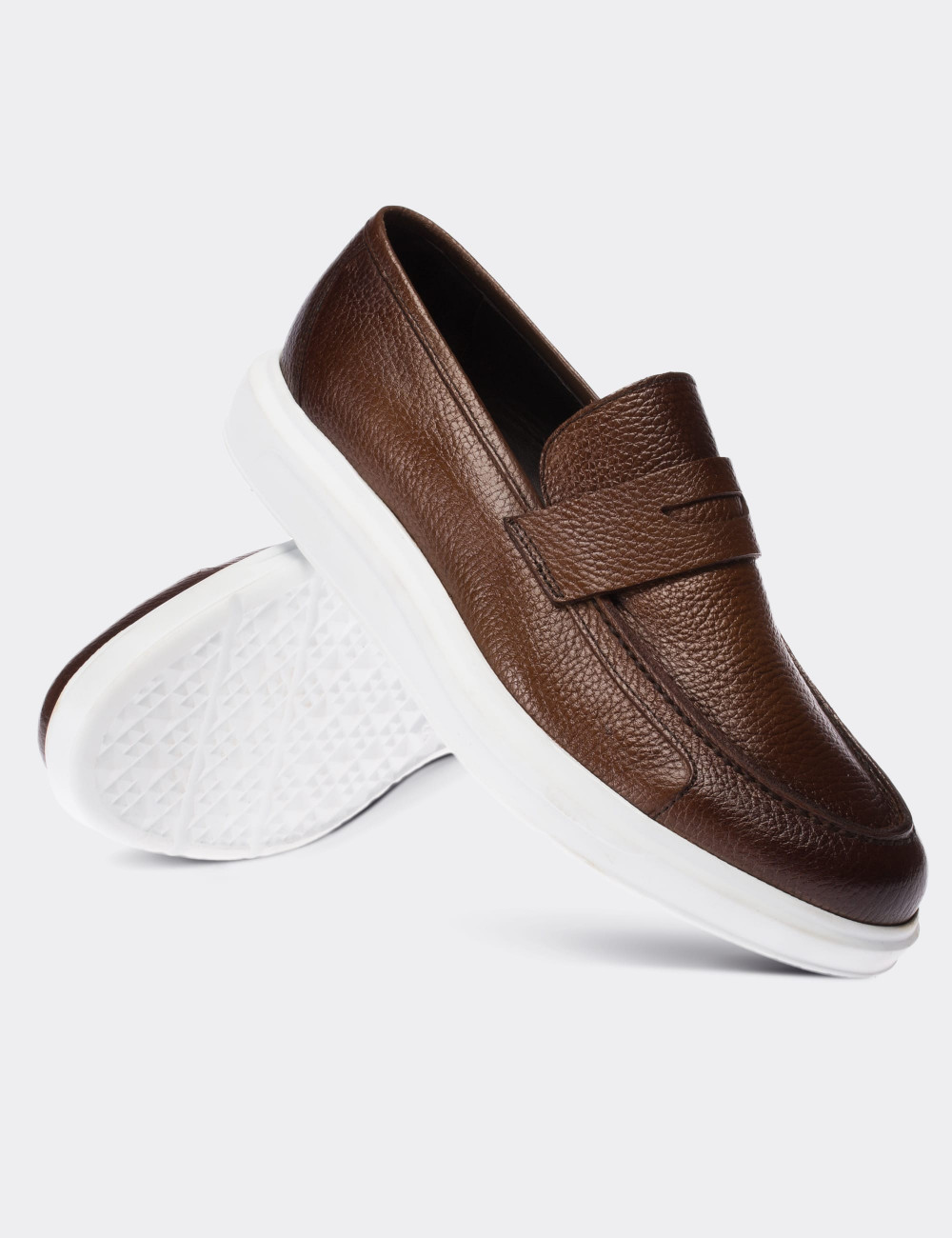 Tan  Leather Loafers - 01564MTBAP02