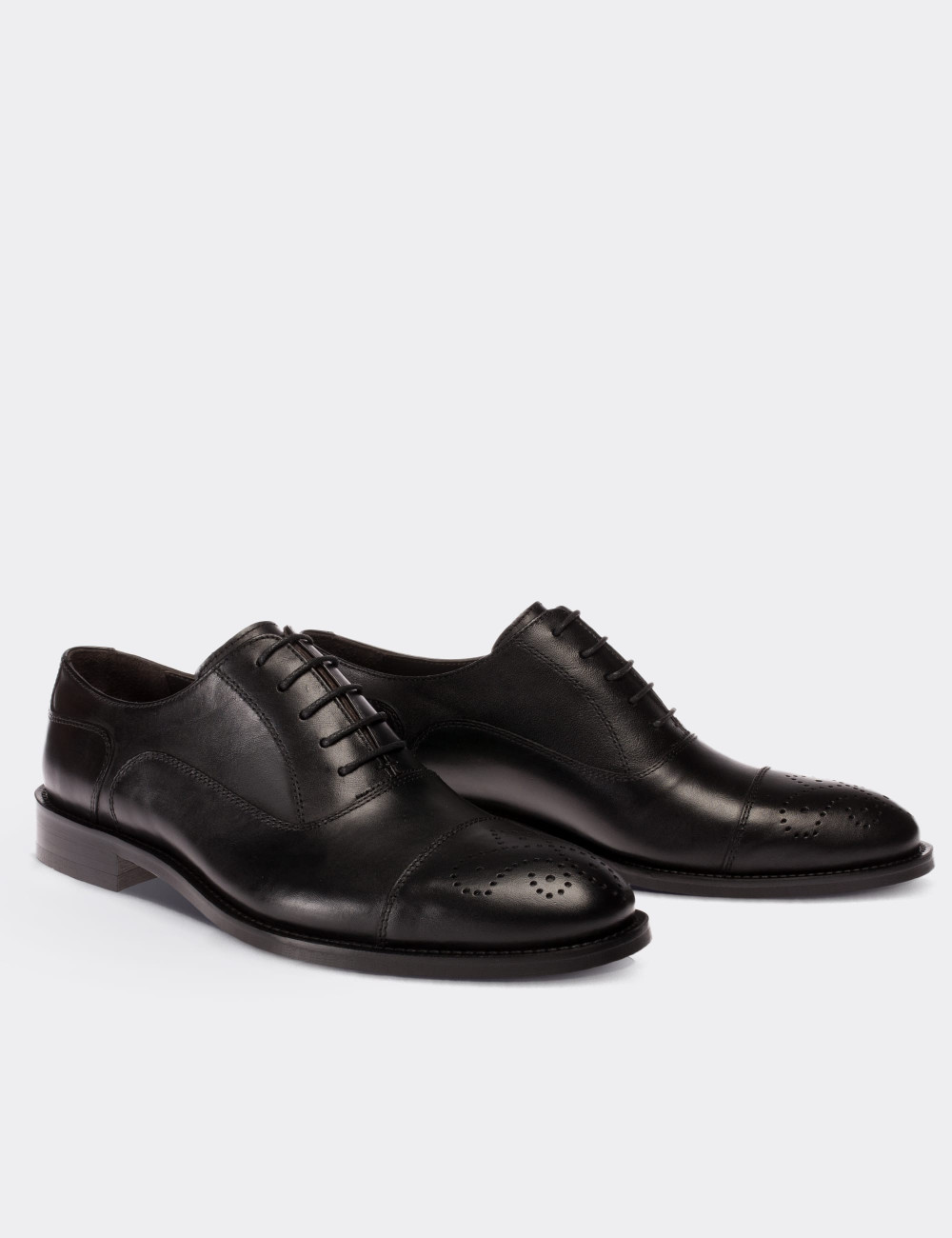 Black  Leather Classic Shoes - 00741MSYHM05