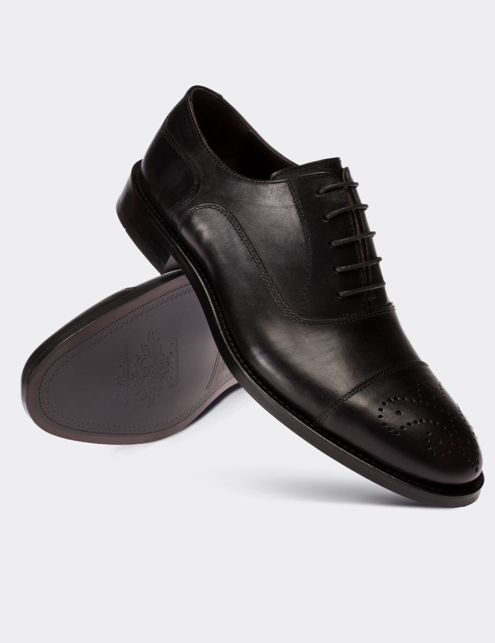 Black  Leather Classic Shoes - 00741MSYHM05