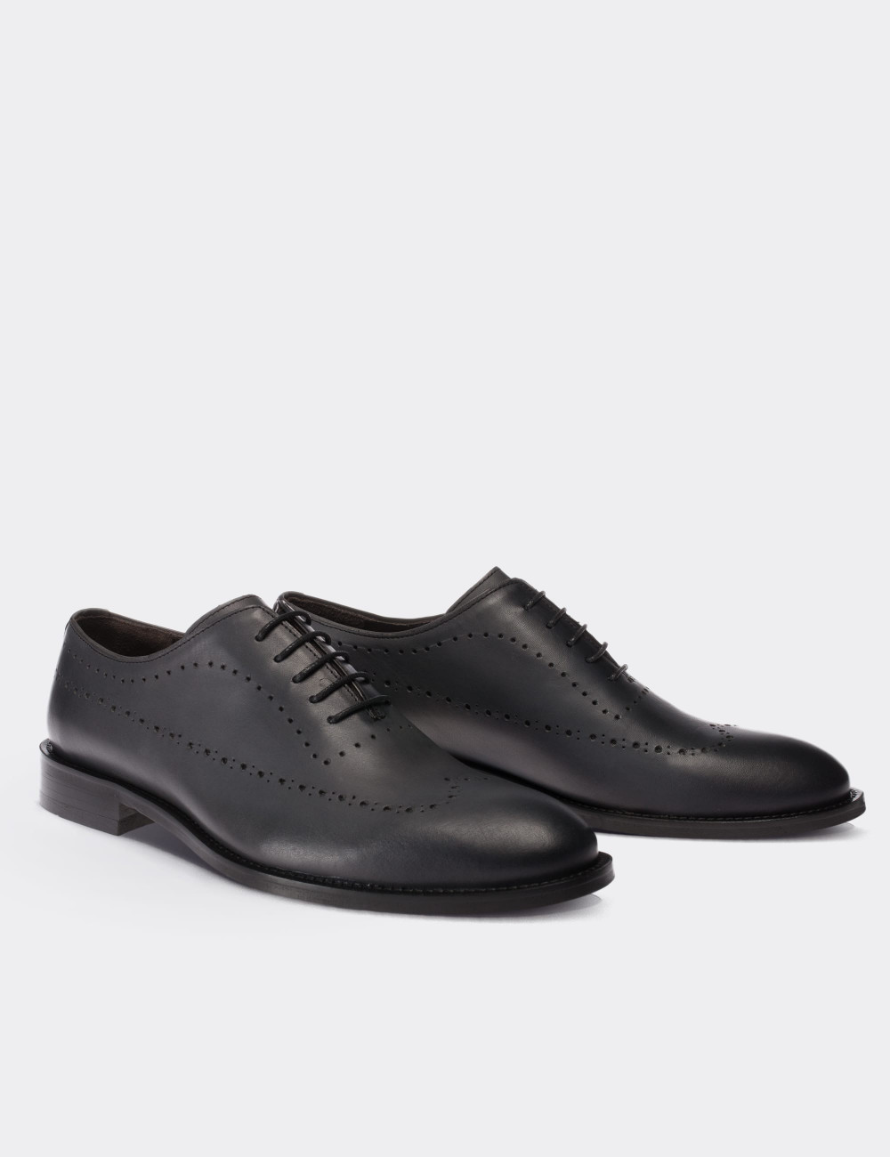 Gray  Leather Classic Shoes - 01615MGRIM02