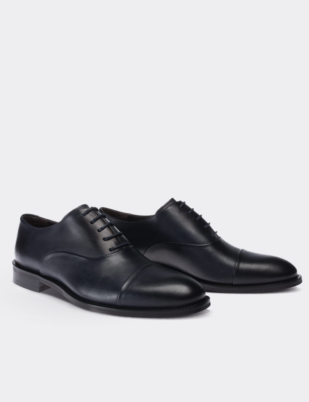 Navy  Leather Classic Shoes - 01026MLCVN01
