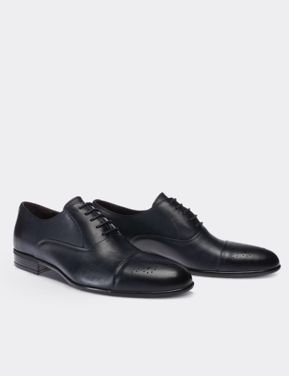 Navy  Leather Classic Shoes - 01653MLCVM02