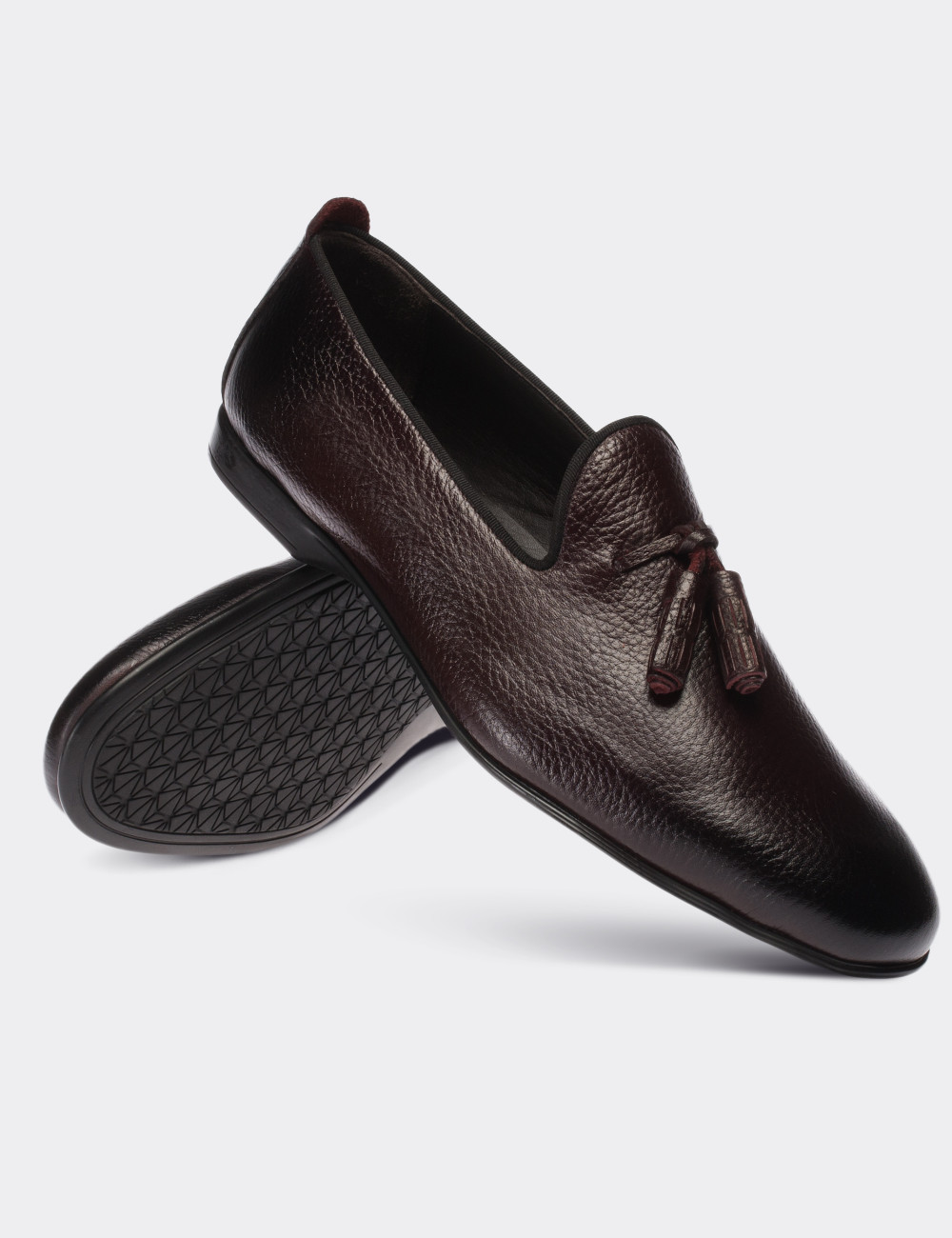 Burgundy  Leather Loafers - 01702MBRDC01