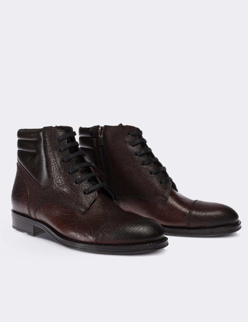 Burgundy  Leather Boots - 01752MBRDC01