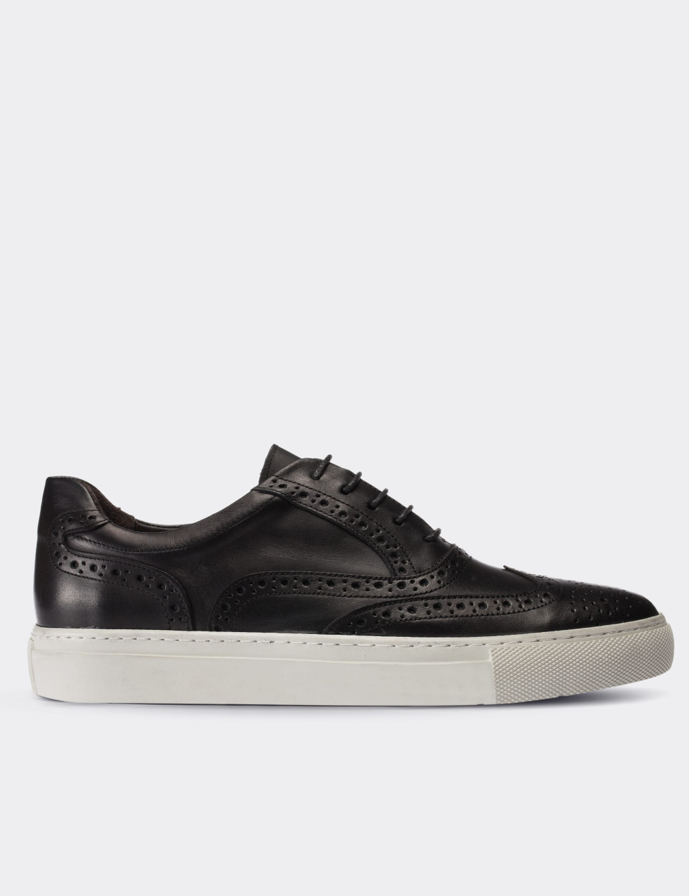 Black  Leather Sneakers - 01637MSYHC06