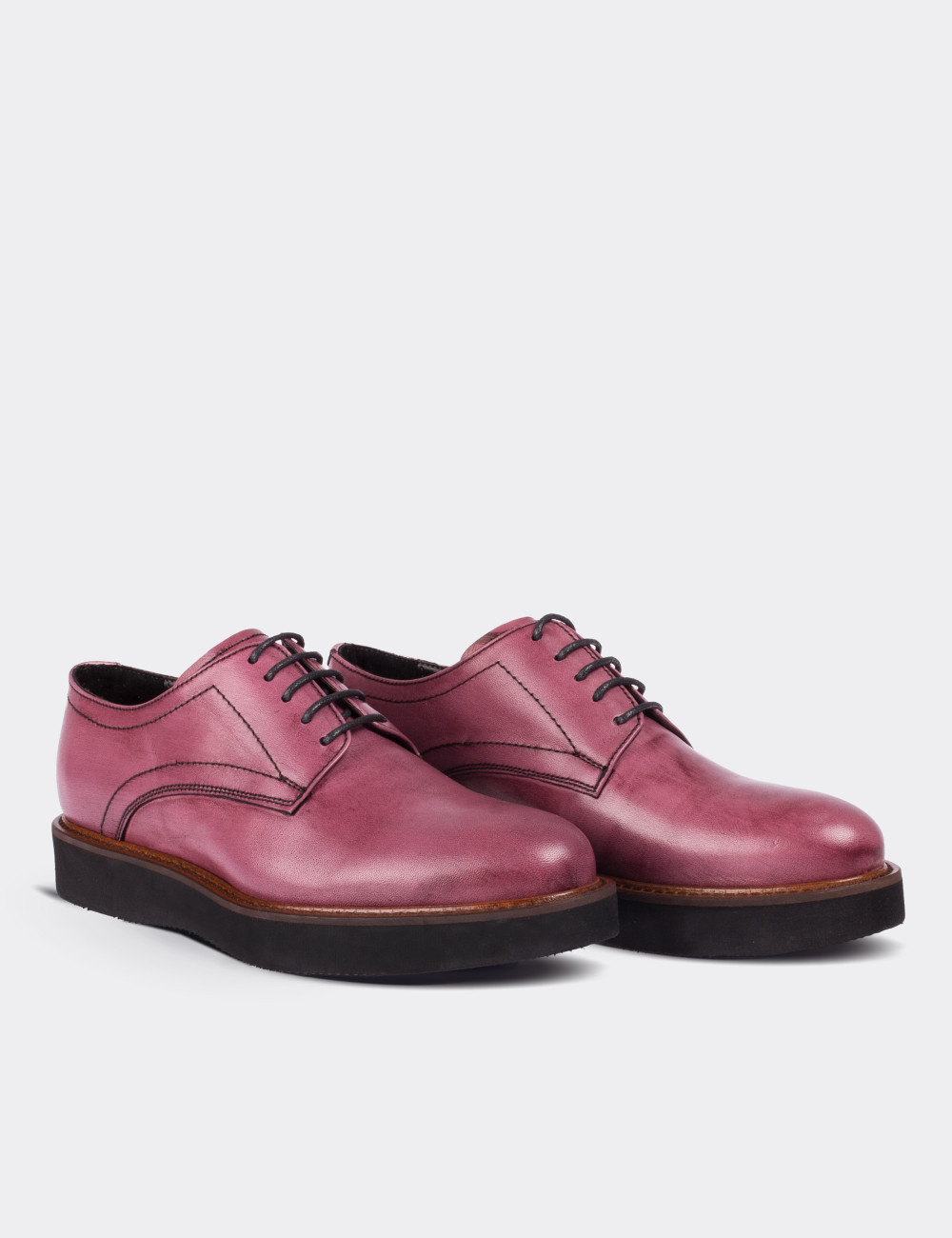 Pink  Leather Lace-up Shoes - 01430ZPMBE01