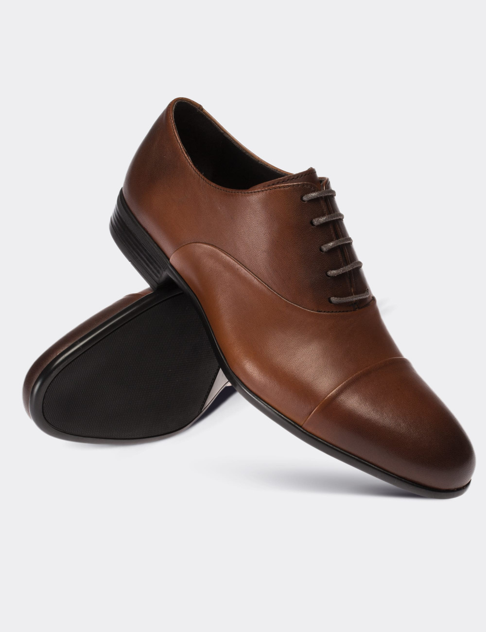 Tan  Leather Classic Shoes - 01026MTBAC02