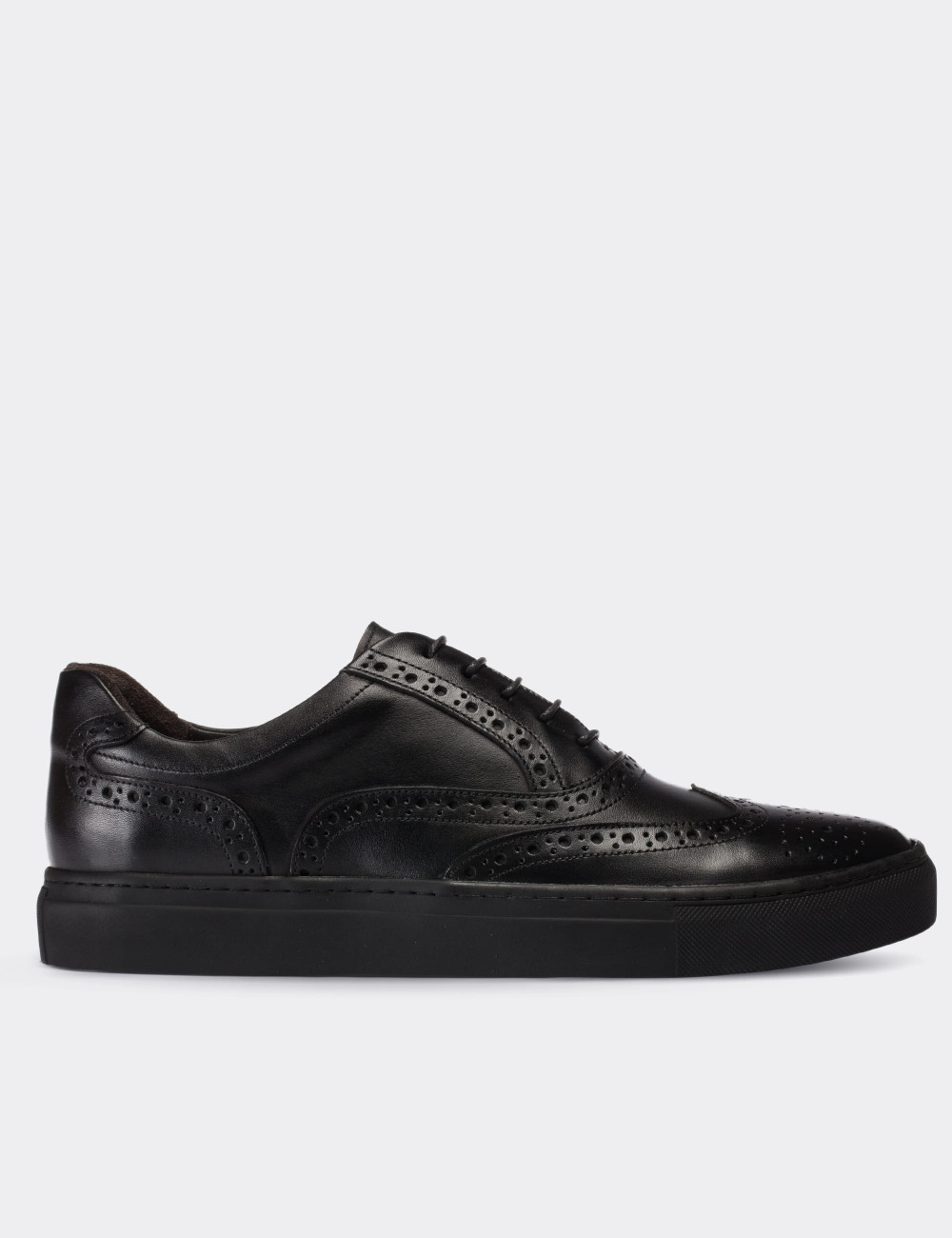 Black  Leather Sneakers - 01637MSYHC05