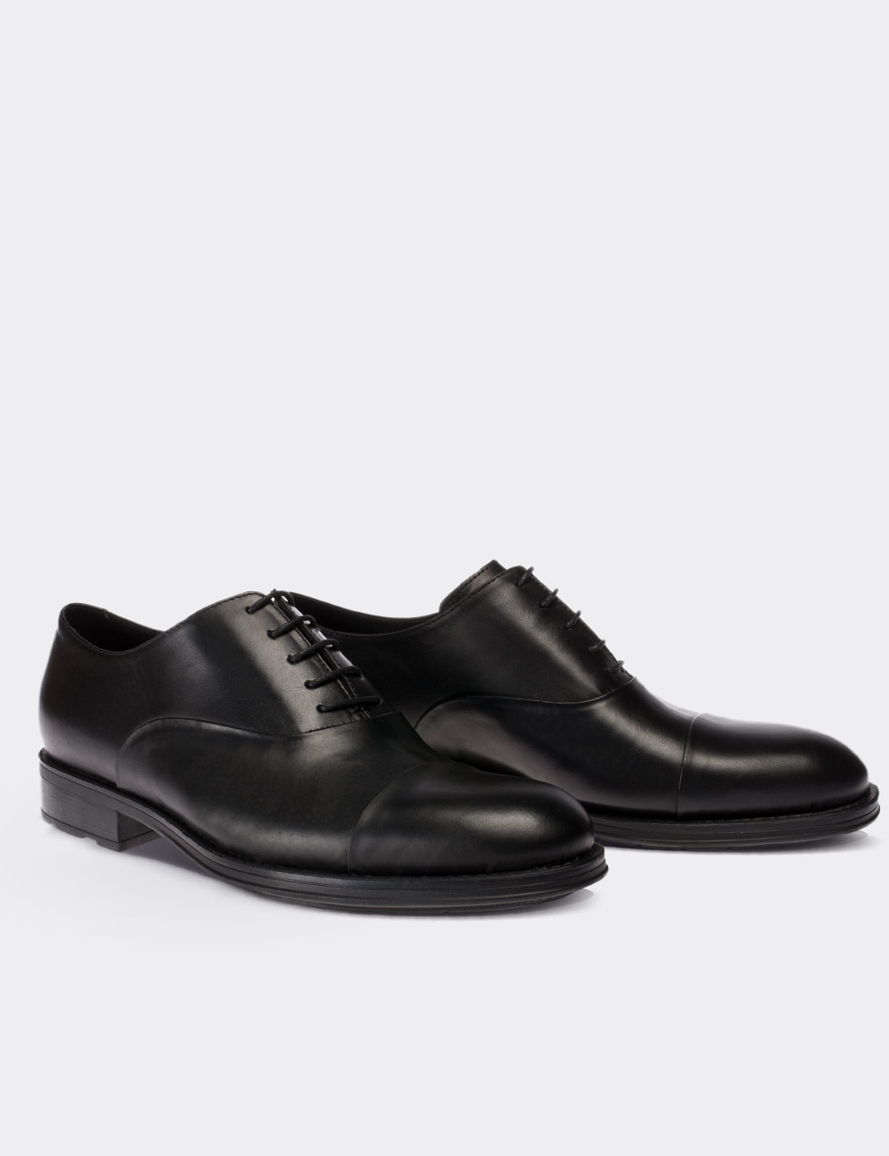 Black  Leather Classic Shoes - 01026MSYHC04