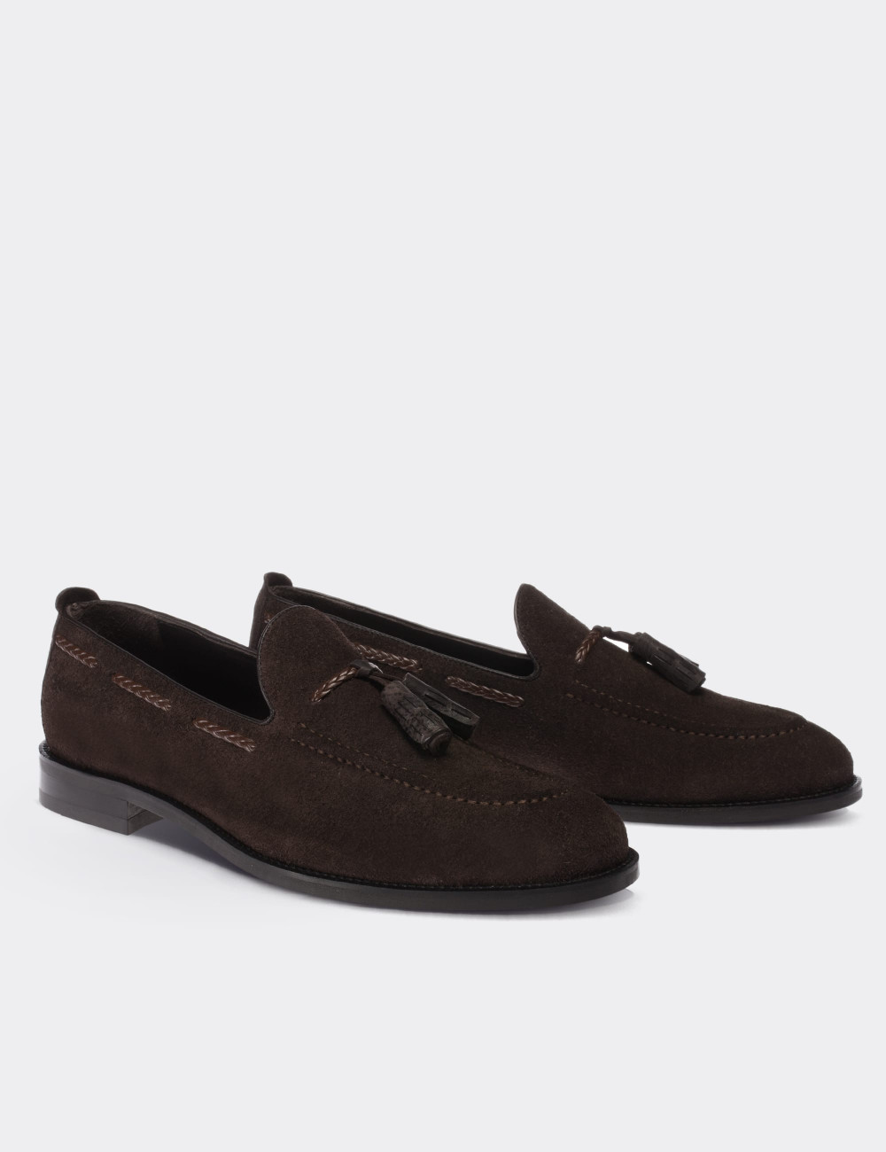 Brown Suede Leather Loafers - 01642MKHVM04