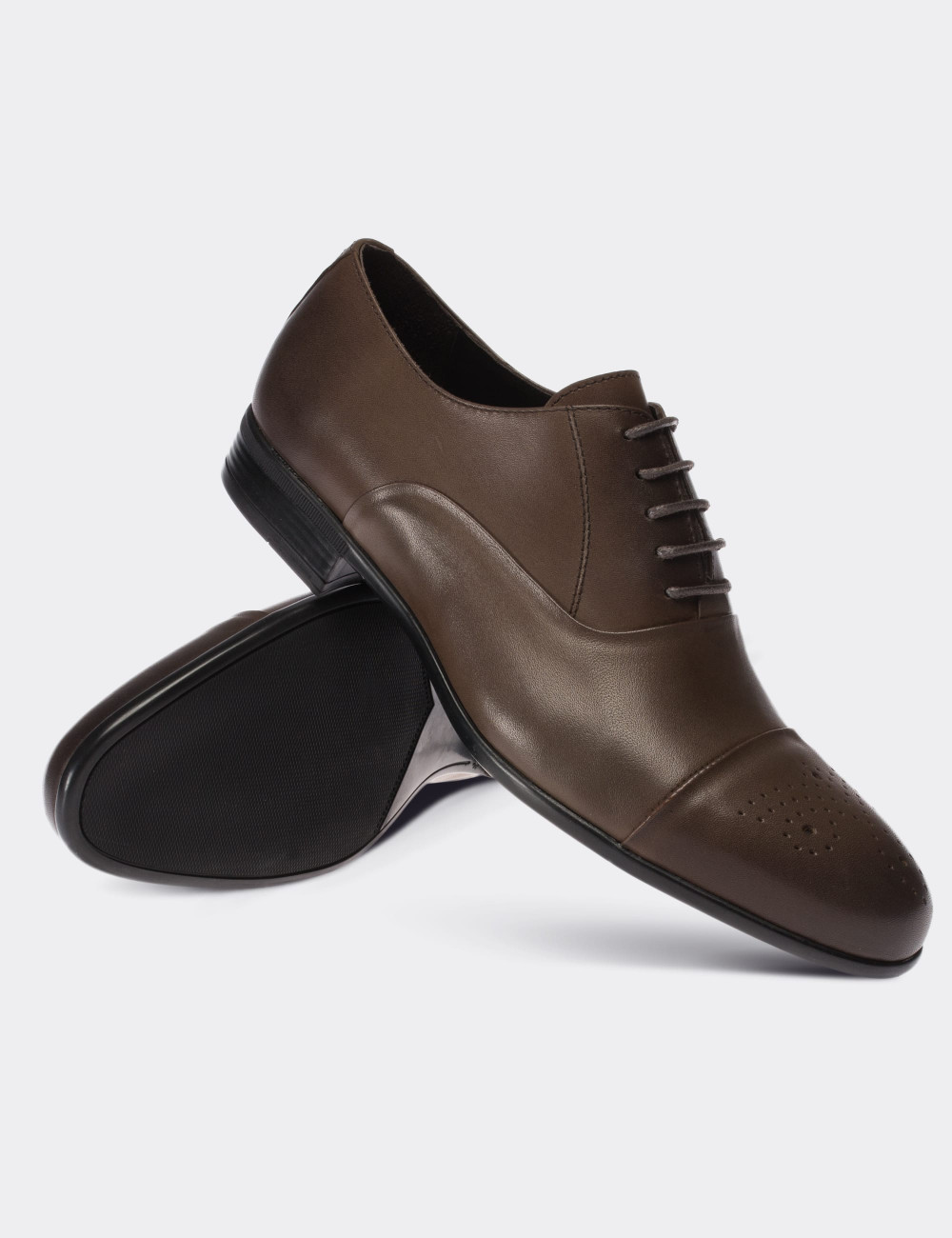 Sandstone  Leather Classic Shoes - 01653MVZNM02