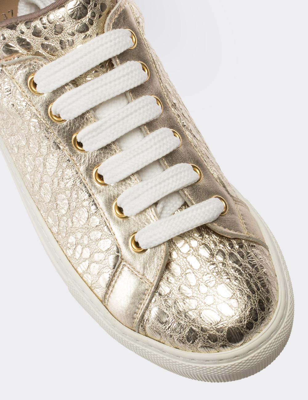 Gold  Leather Sneakers - 01698ZALTC01