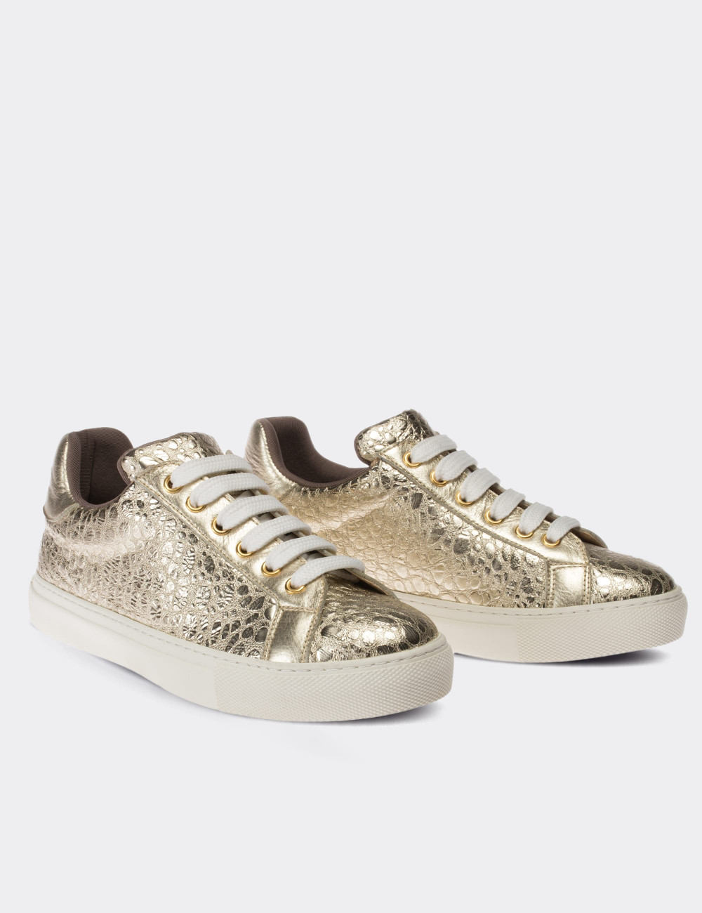 Gold  Leather Sneakers - 01698ZALTC01