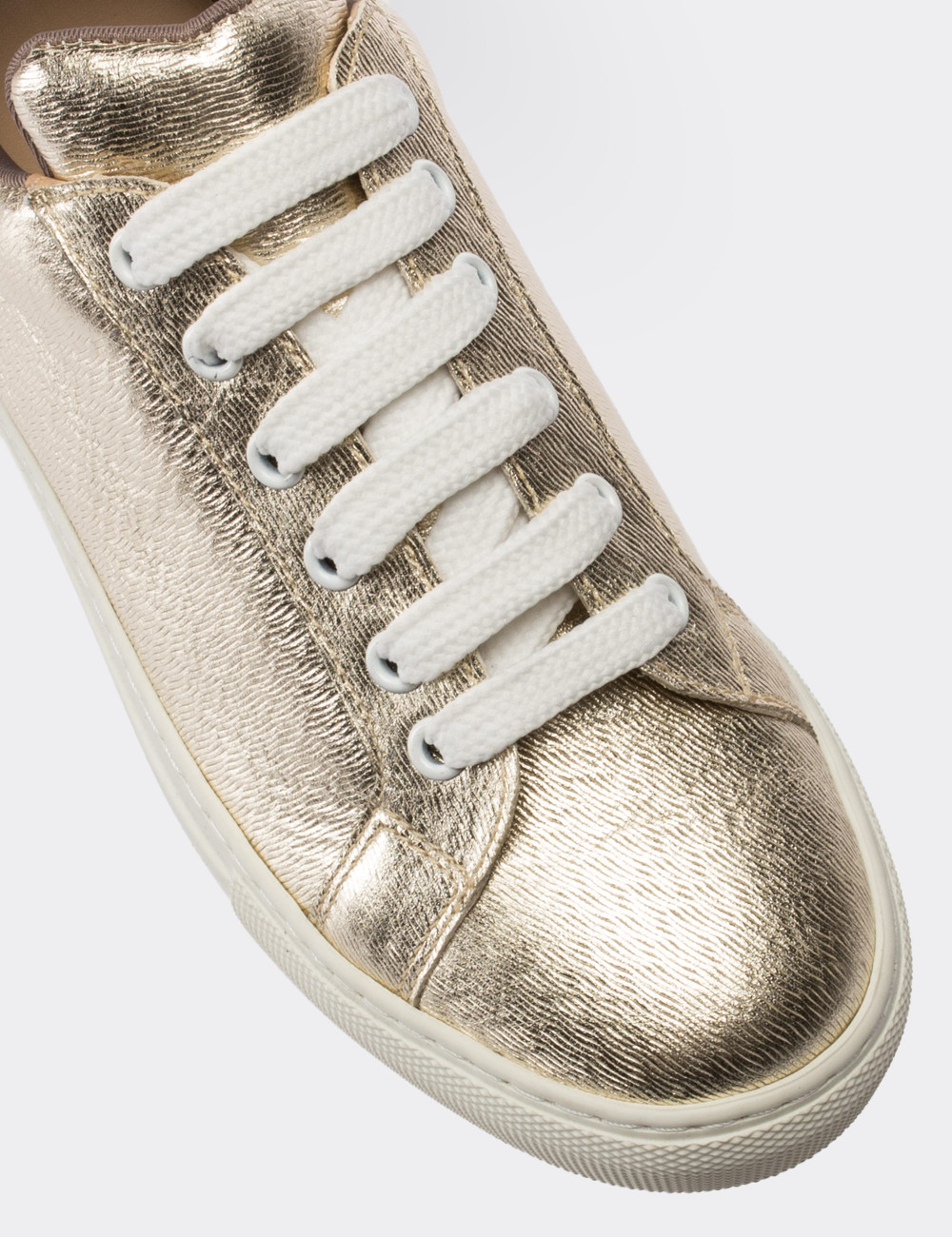Gold  Leather Sneakers - 01698ZALTC02