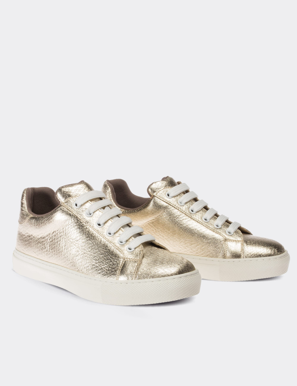 Gold  Leather Sneakers - 01698ZALTC02