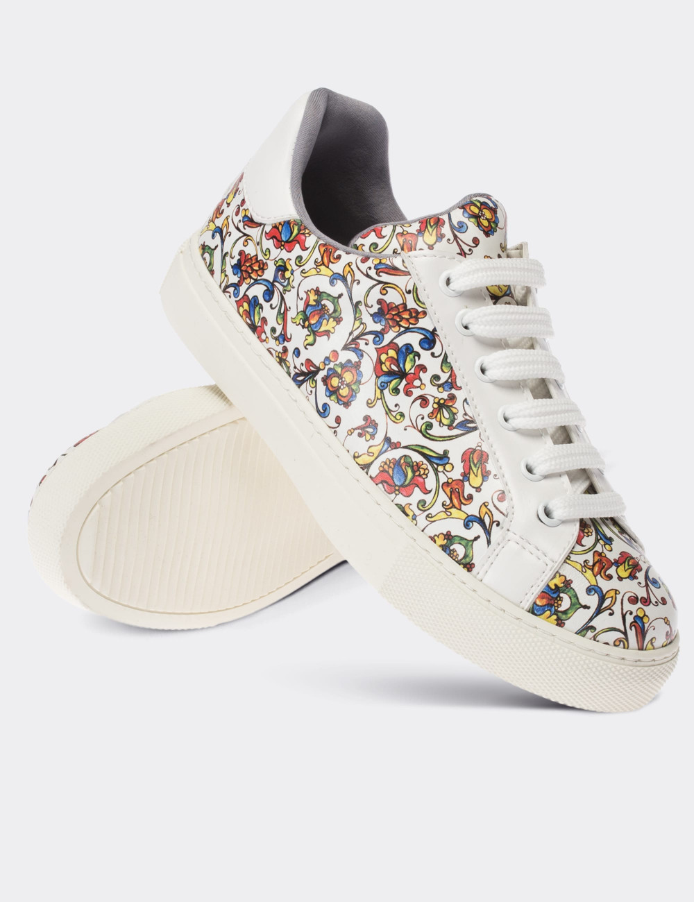 White  Leather Sneakers - 01698ZBYZC02