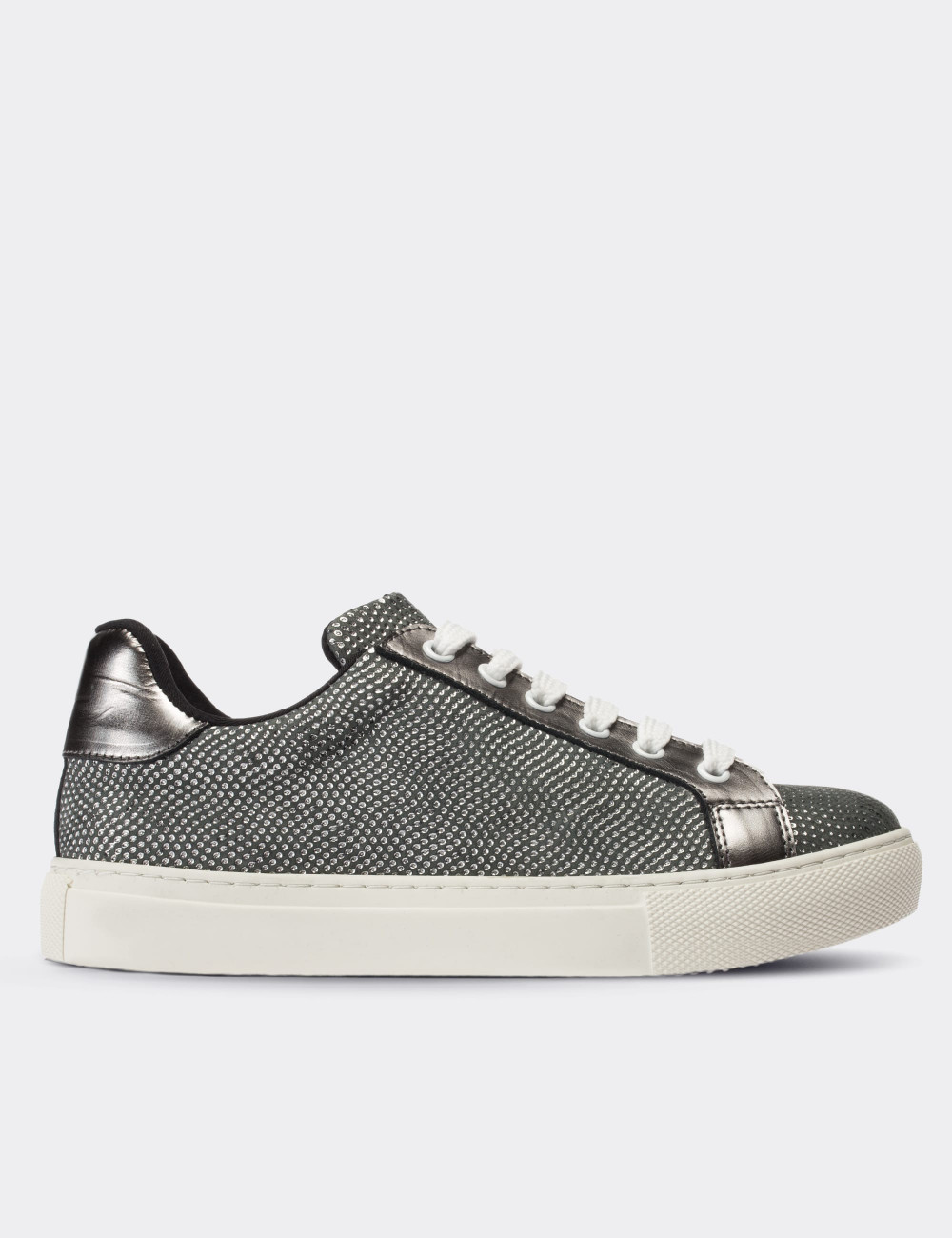 Gray  Leather  Sneakers - 01698ZGRIC05