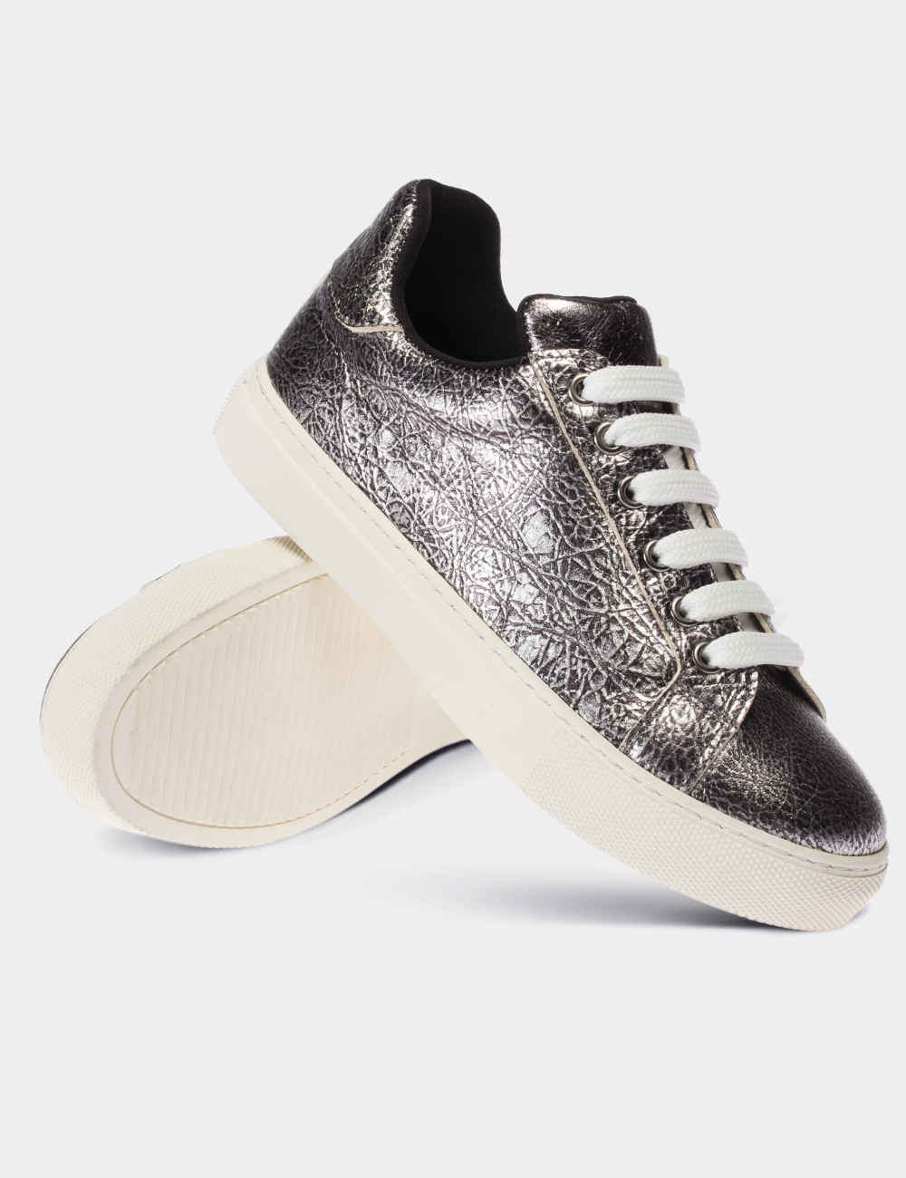 Gray  Leather  Sneakers - 01698ZGRIC01