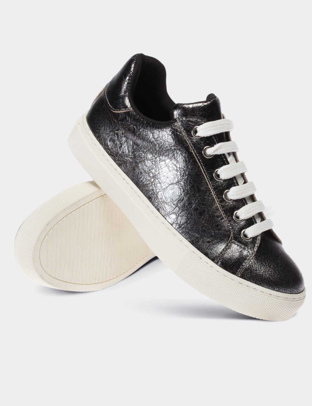 Gray  Leather Sneakers - 01698ZGRIC02