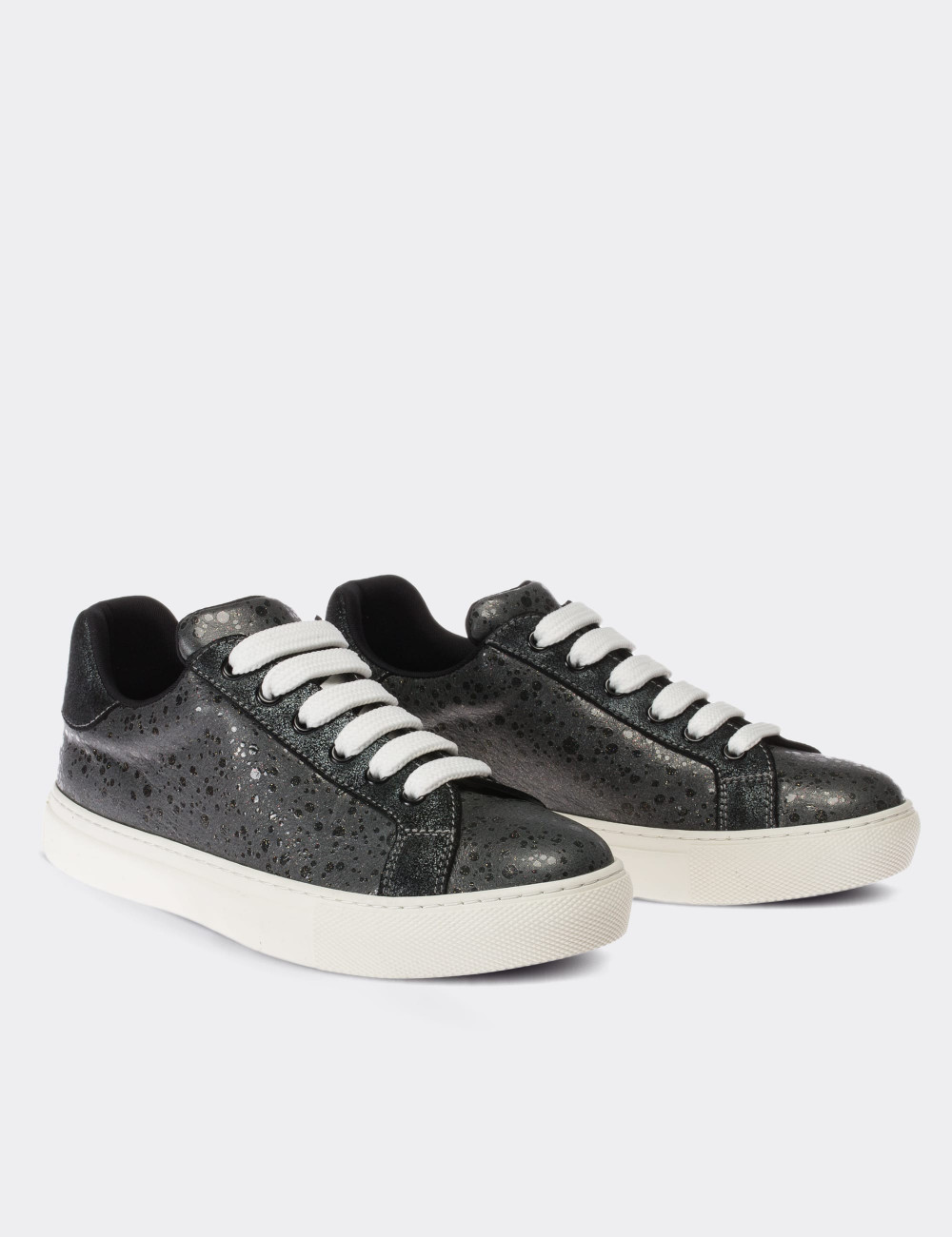 Gray  Leather  Sneakers - 01698ZGRIC03