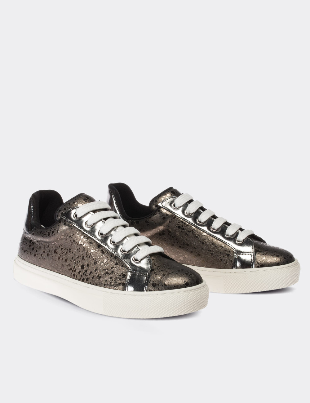 Gray  Leather Sneakers - 01698ZGRIC04