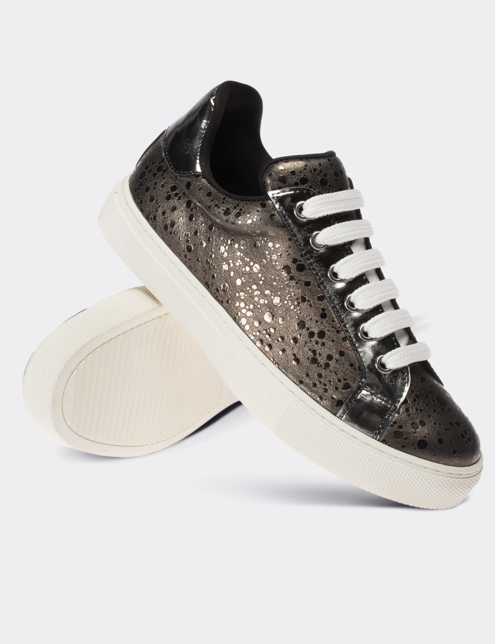 Gray  Leather Sneakers - 01698ZGRIC04