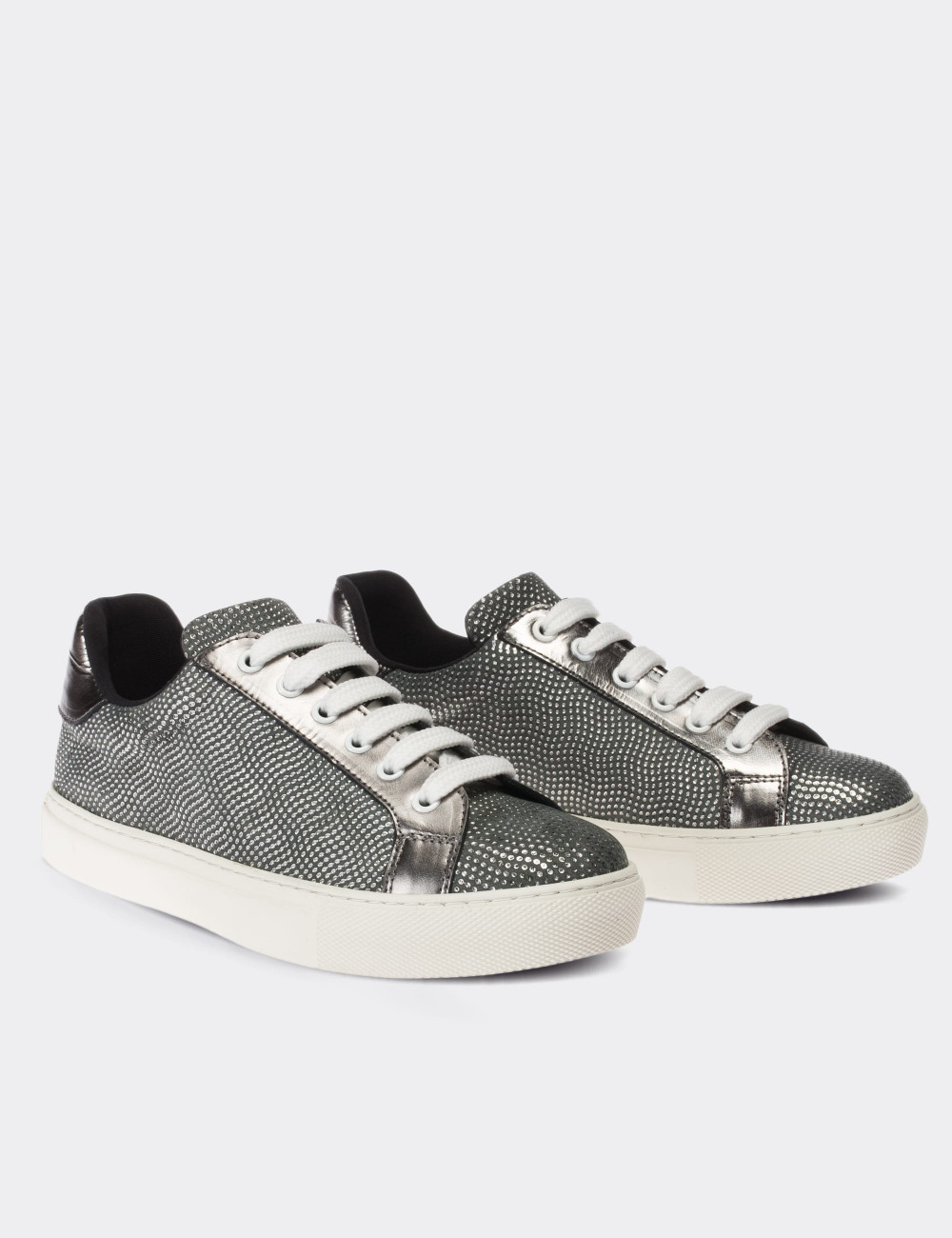 Gray  Leather  Sneakers - 01698ZGRIC05