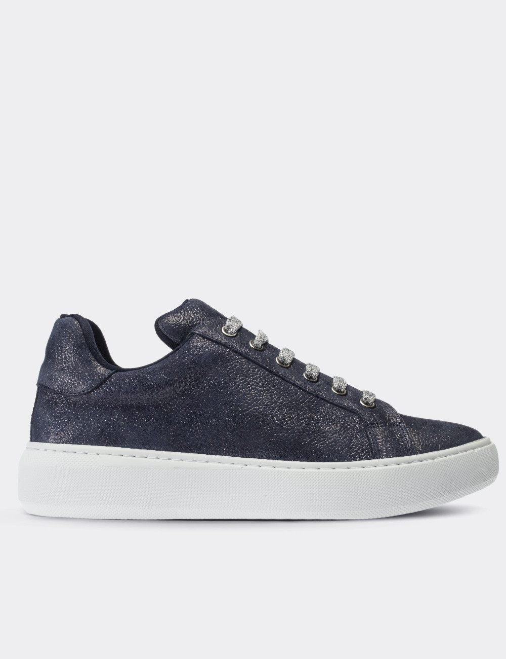 Navy Suede Leather  Sneakers - 01698ZLCVP03