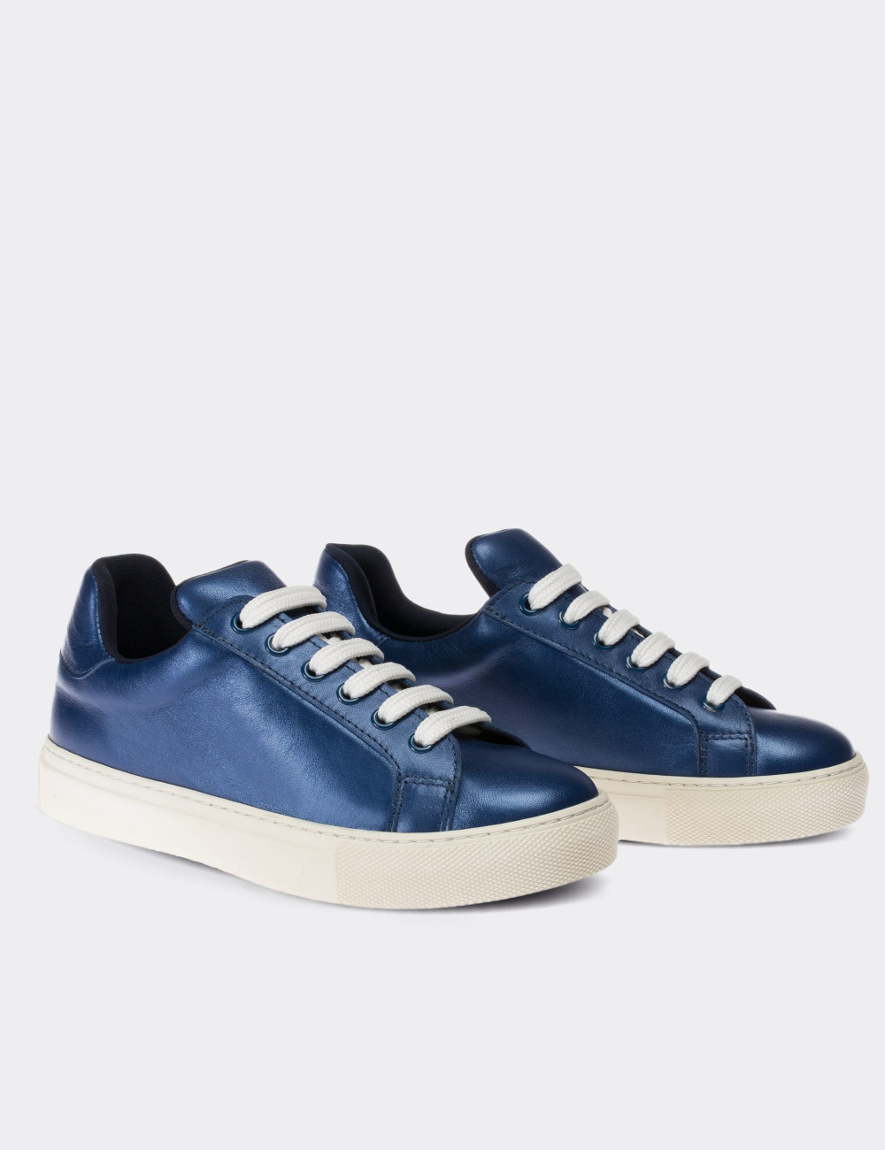 Blue  Leather Sneakers - 01698ZMVIC01