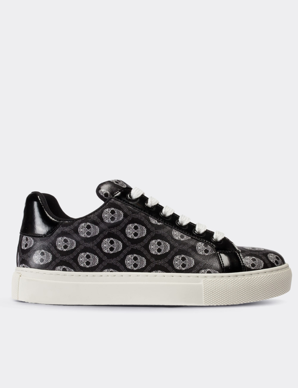 Black  Leather Sneakers - 01698ZSYHC01