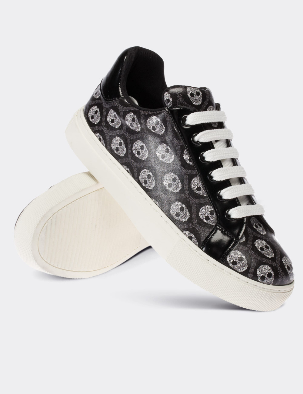 Black  Leather Sneakers - 01698ZSYHC01