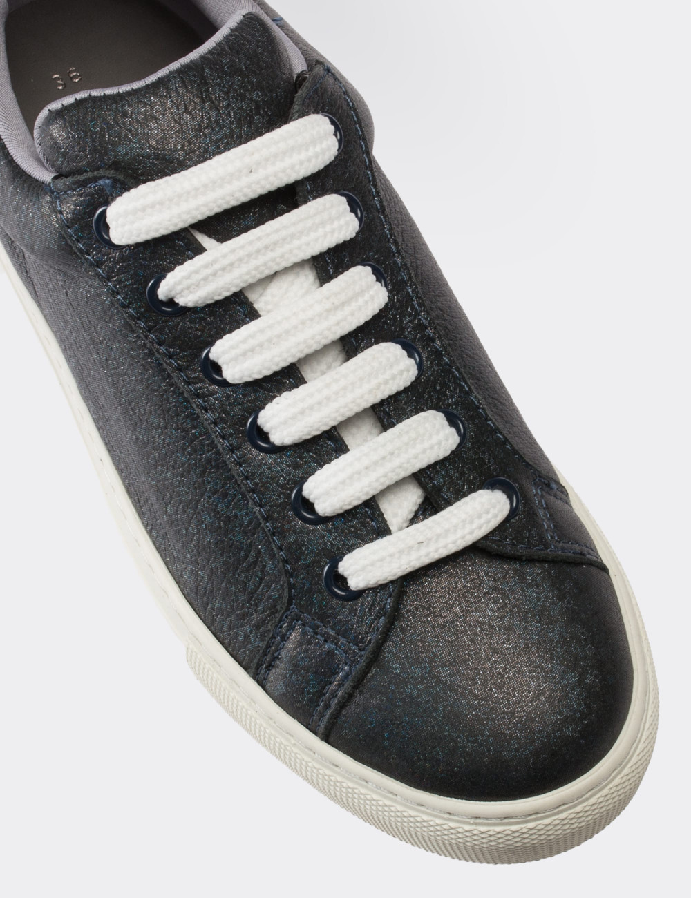 Navy  Leather Sneakers - 01698ZLCVC01