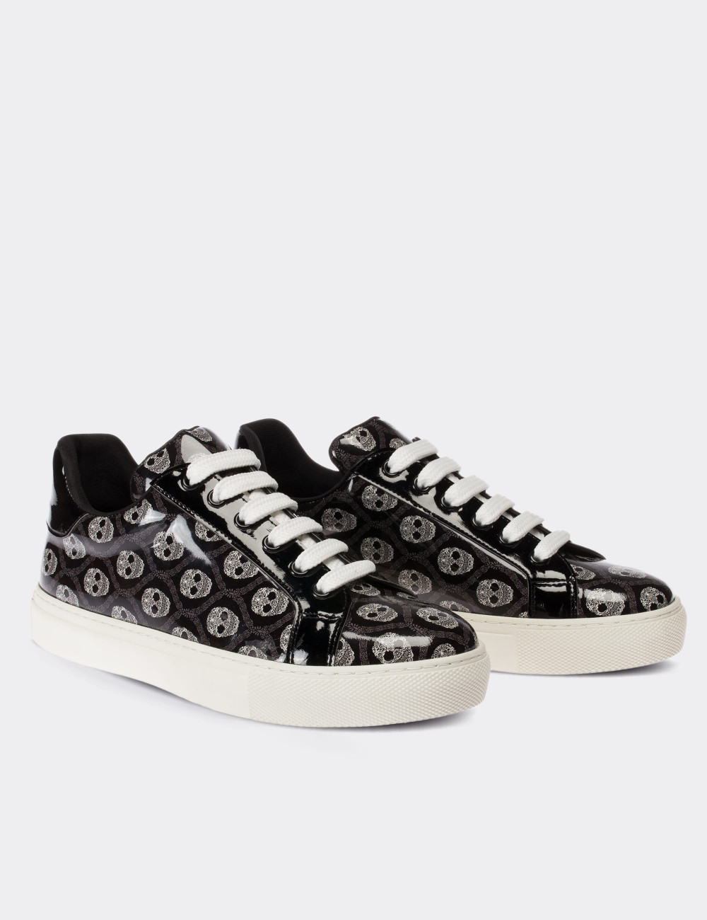 Black  Leather Sneakers - 01698ZSYHC03