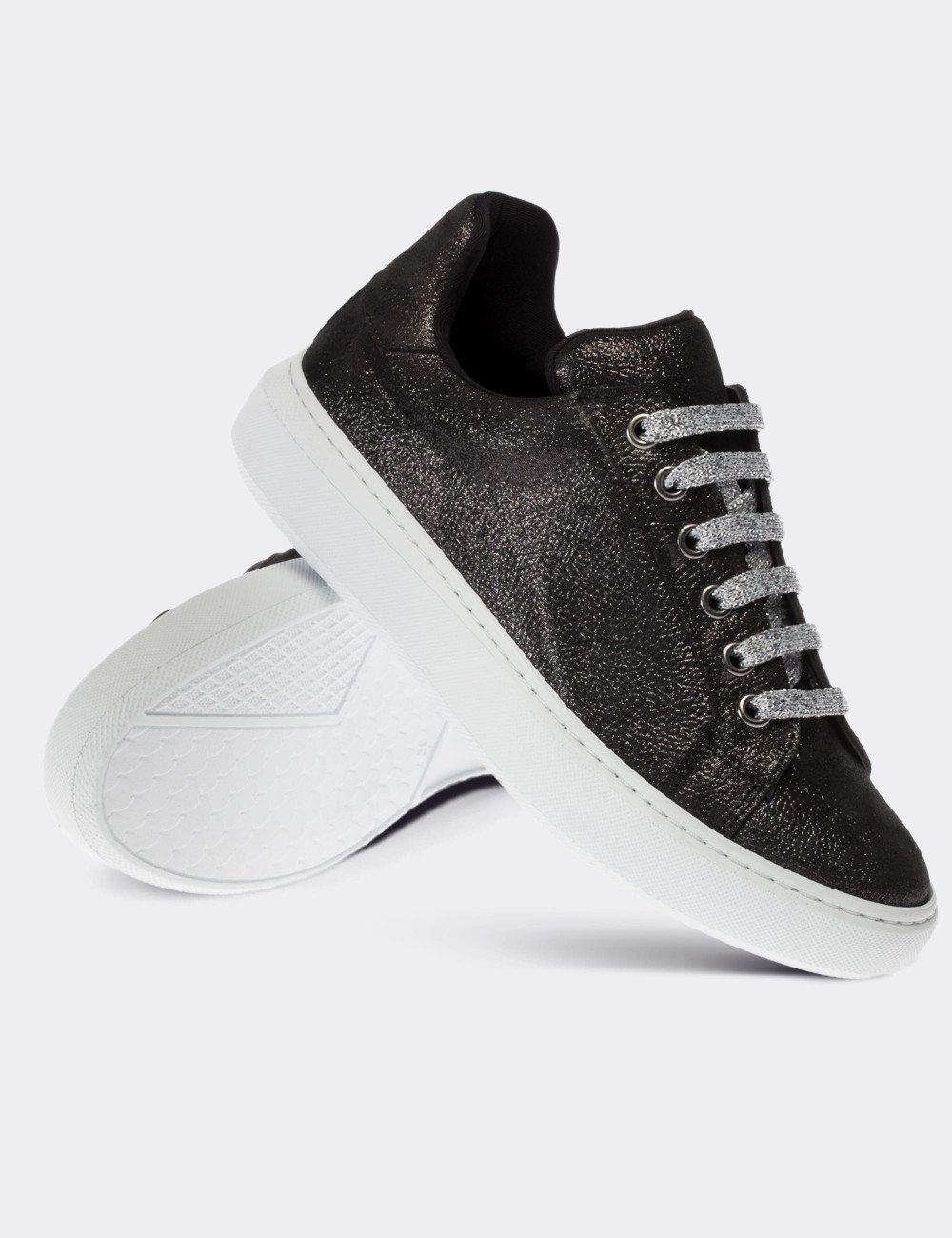 Black Suede Leather Sneakers - 01698ZSYHP02
