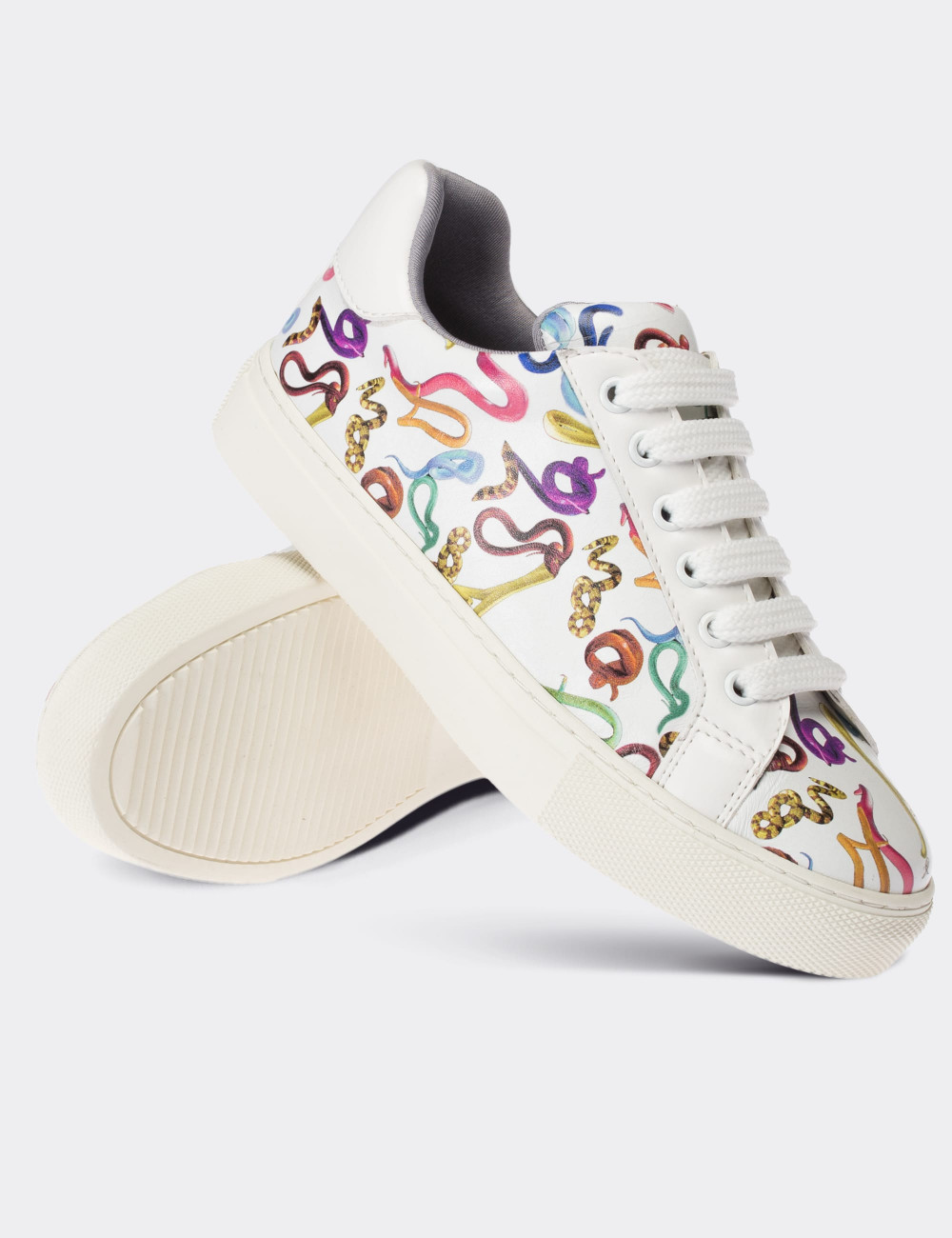 White  Leather Sneakers - 01698ZBYZC06