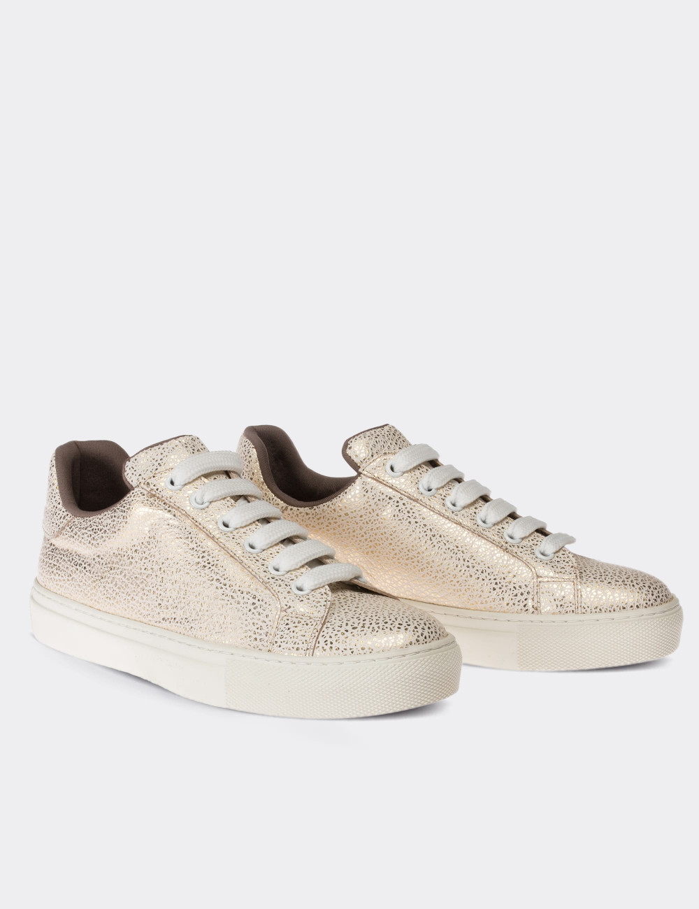 Gold  Leather Sneakers - 01698ZALTC04