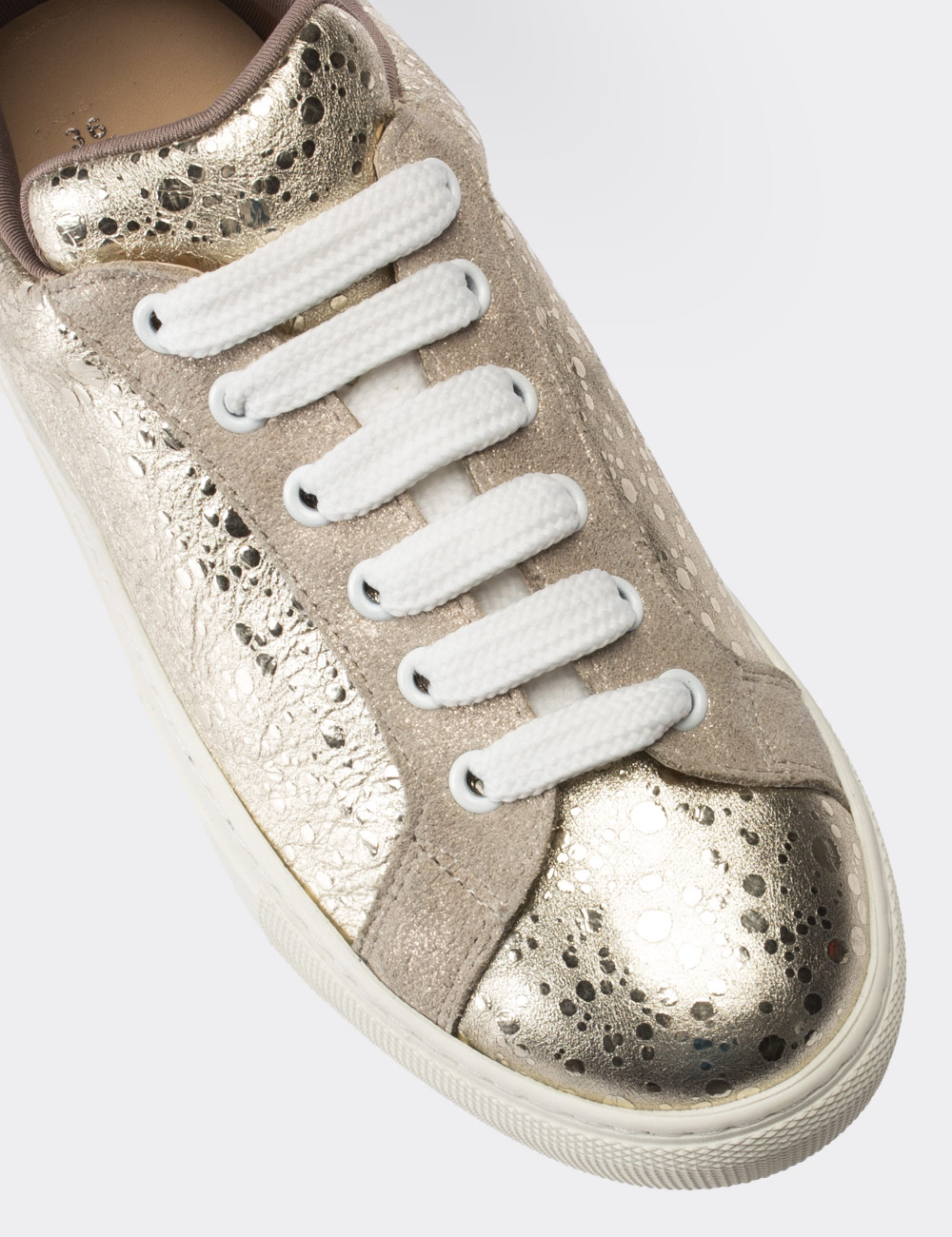 Gold  Leather Sneakers - 01698ZALTC03