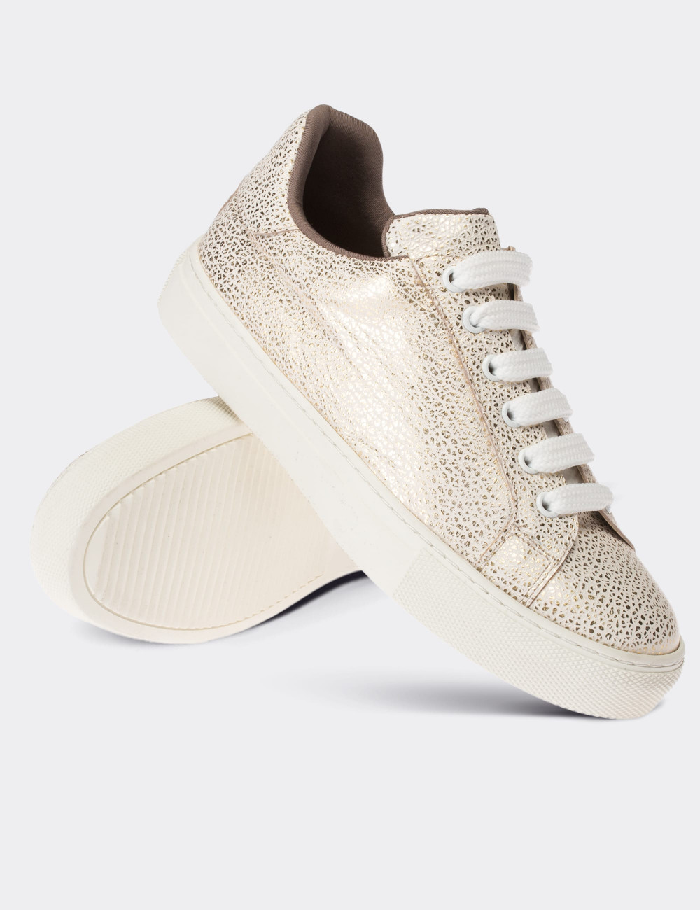 Gold  Leather Sneakers - 01698ZALTC04