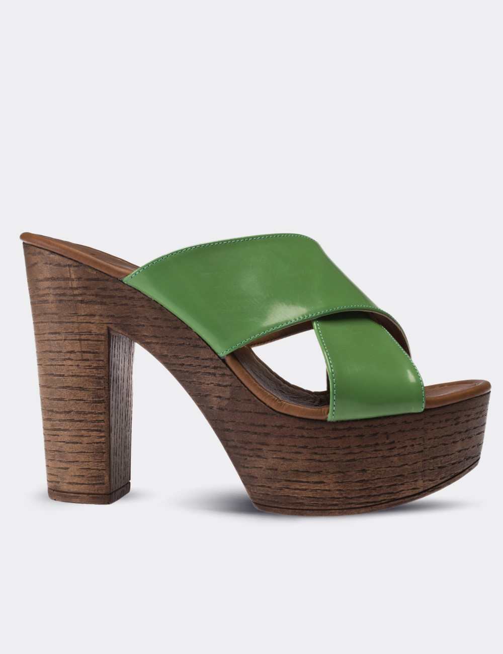 Green  Leather Wedge Sandals - 02050ZYSLC01