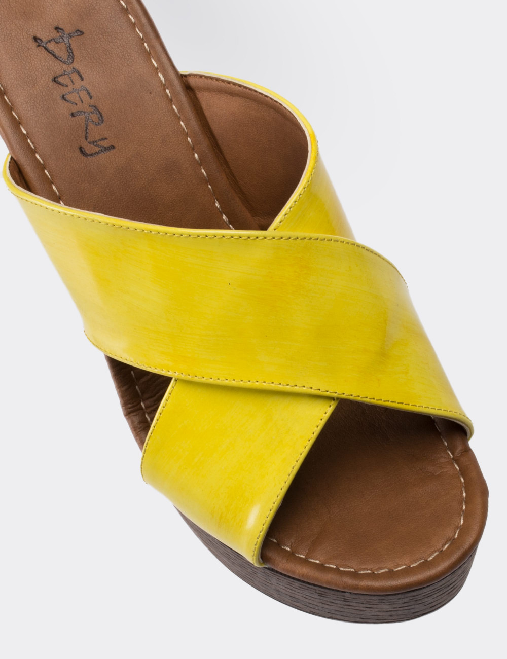 Yellow  Leather Wedge Sandals - 02050ZSRIC01