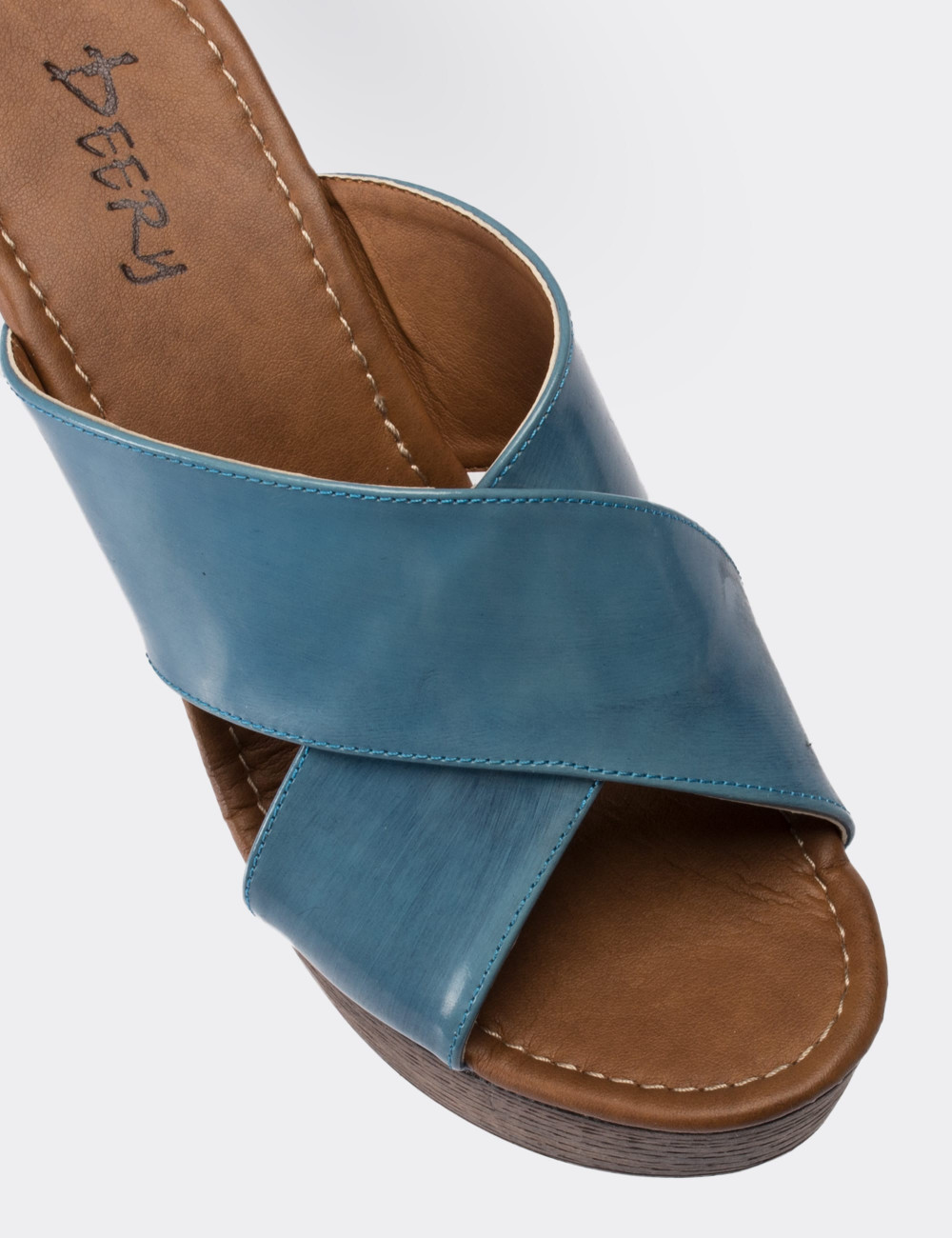 Blue  Leather Wedge Sandals - 02050ZMVIC01