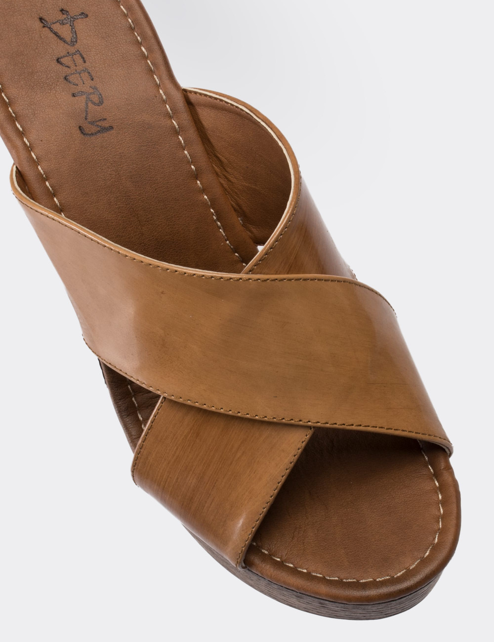 Brown  Leather Wedge Sandals - 02050ZKHVC01