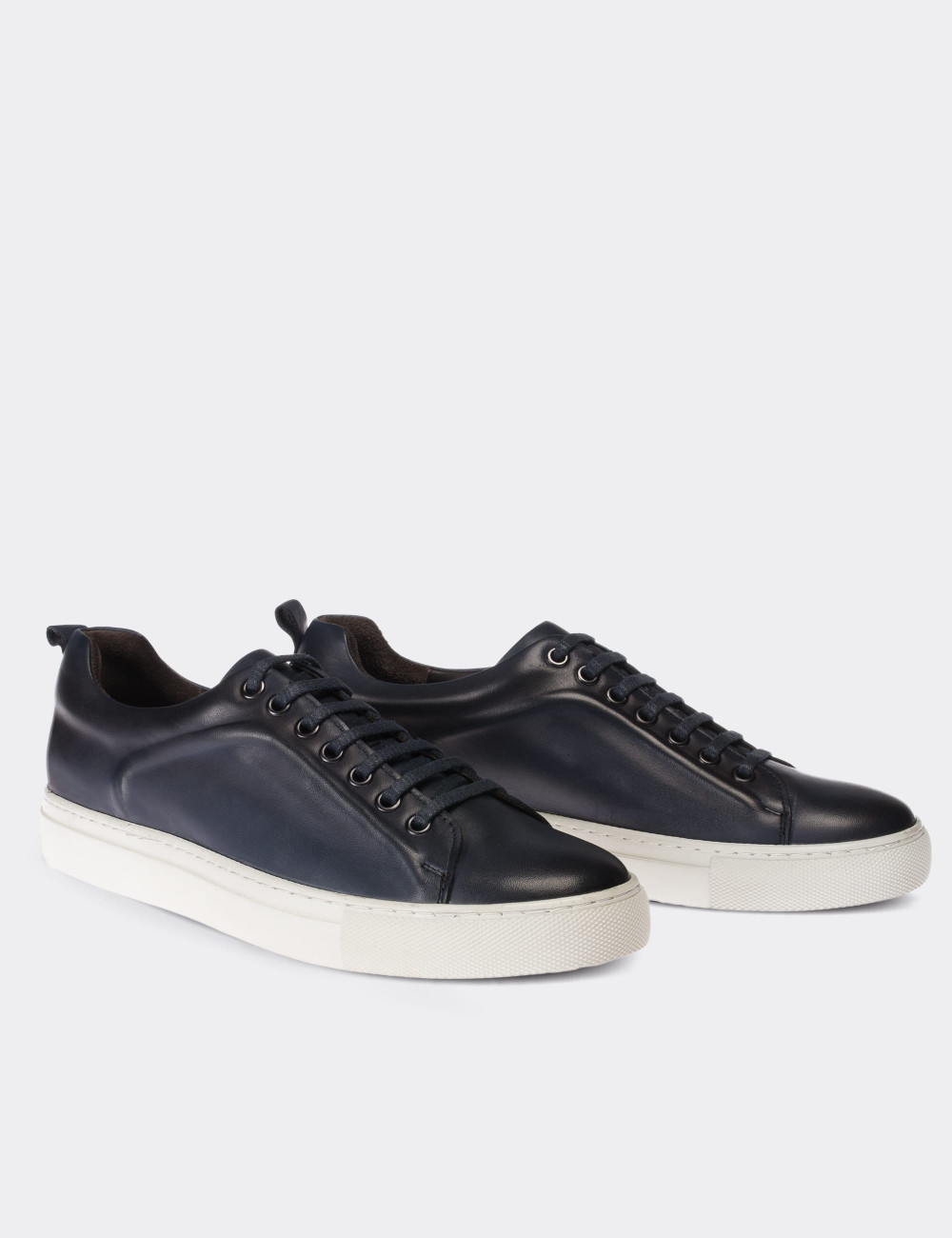 Blue  Leather Sneakers - 01669MMVIC03