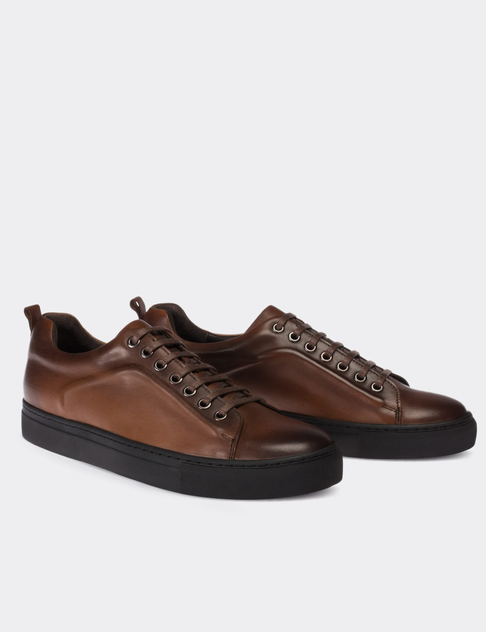 Brown  Leather Sneakers - 01669MKHVC03