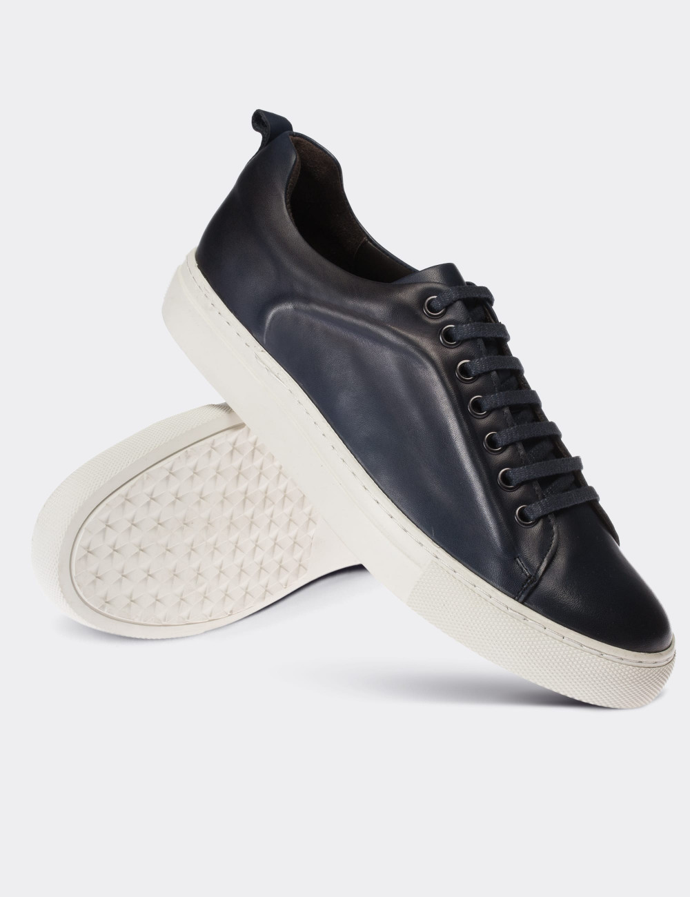 Blue  Leather Sneakers - 01669MMVIC03